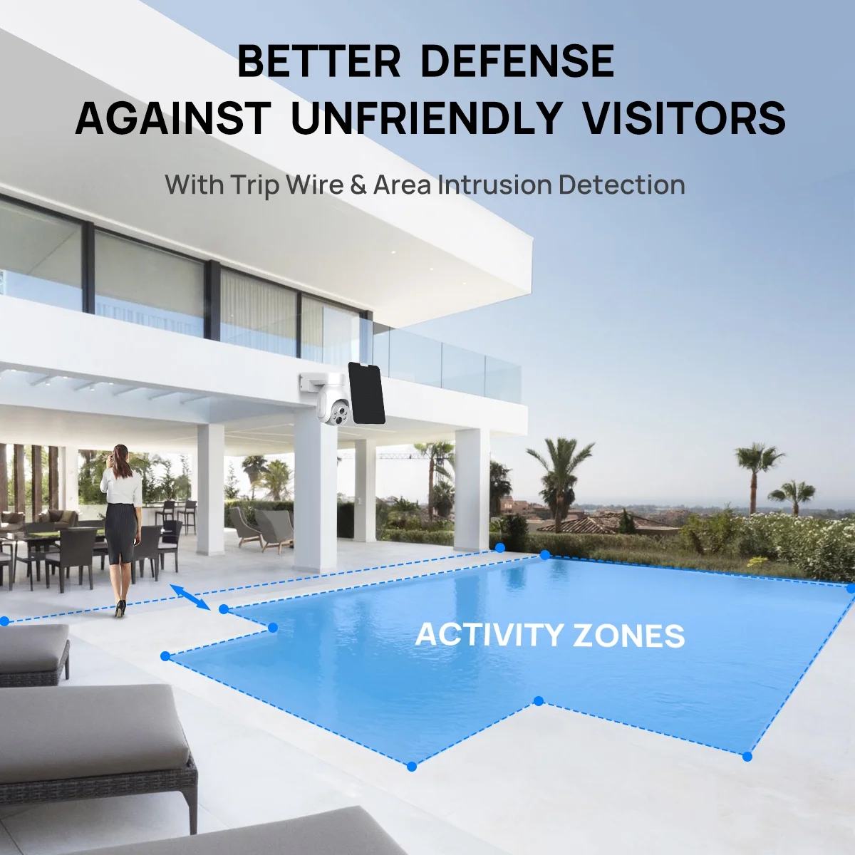 VIKVIZ WiFi PTZ IP Camera Kit HDD 4MP 10CH NVR System with Solar Panels, White, 2 Pack - Image 9