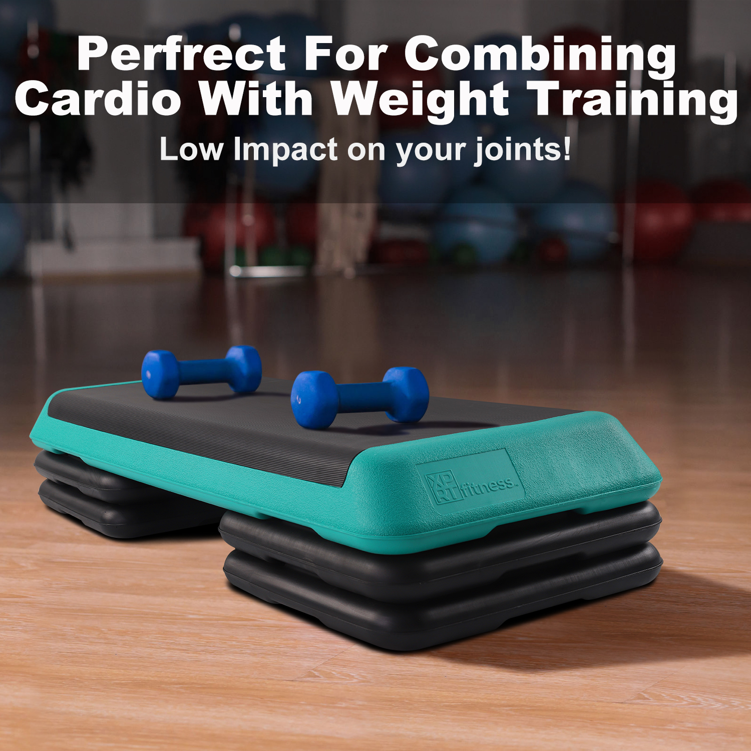 XPRT Fitness Aerobic Stepper 43’’ platform With 4 Risers Health Club Size Step Exercise - Green With Rubber cover - Image 6