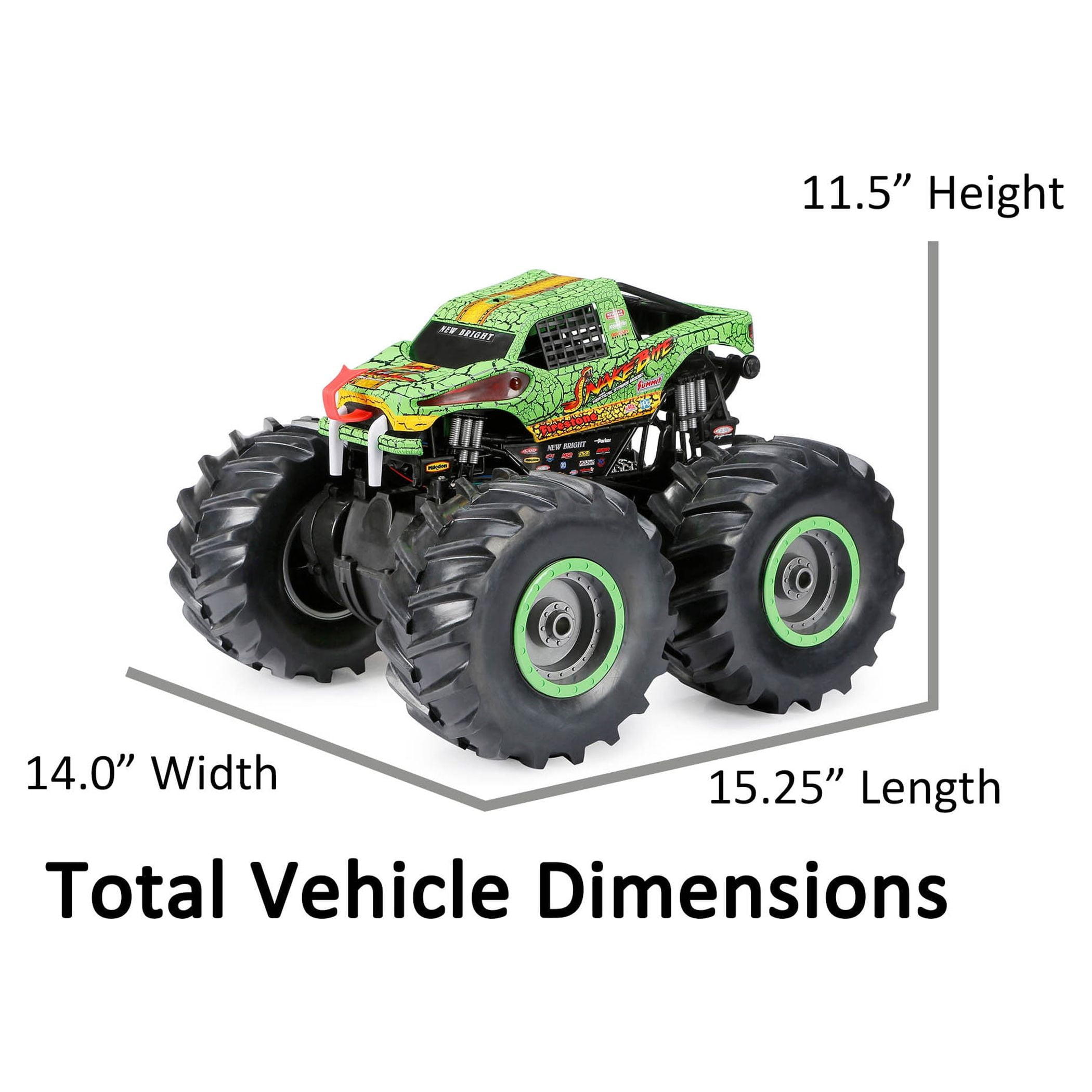 New Bright (1:10) Snake Bite Radio Control Monster Truck with Lights, Sounds and Vapor 61061U Child - Image 3