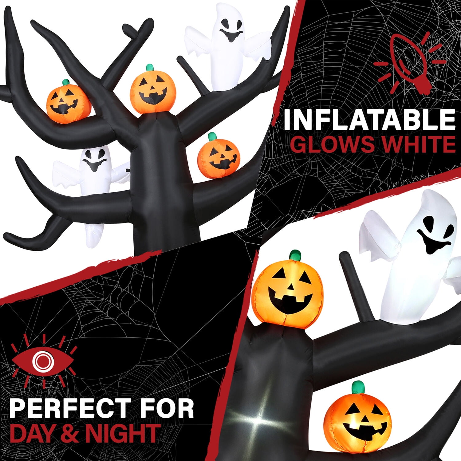 Haunted Hill Farm 8 ft Pre-Lit Inflatable Spooky Tree with Ghosts and Pumpkins, HISPKYTREE081-L - Image 5