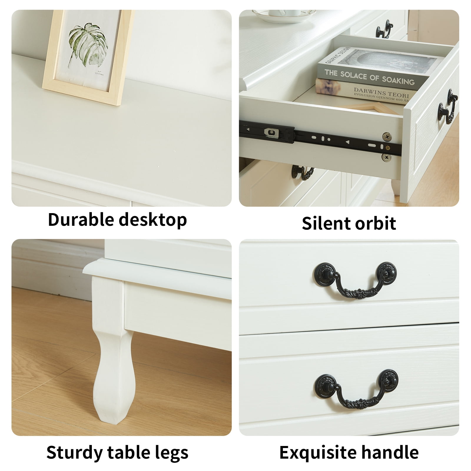 Yamissi 6-Drawer Double Dresser for Bedroom, Modern White Dresser w/ Metal Handles, Chest of Drawers Storage - Image 8