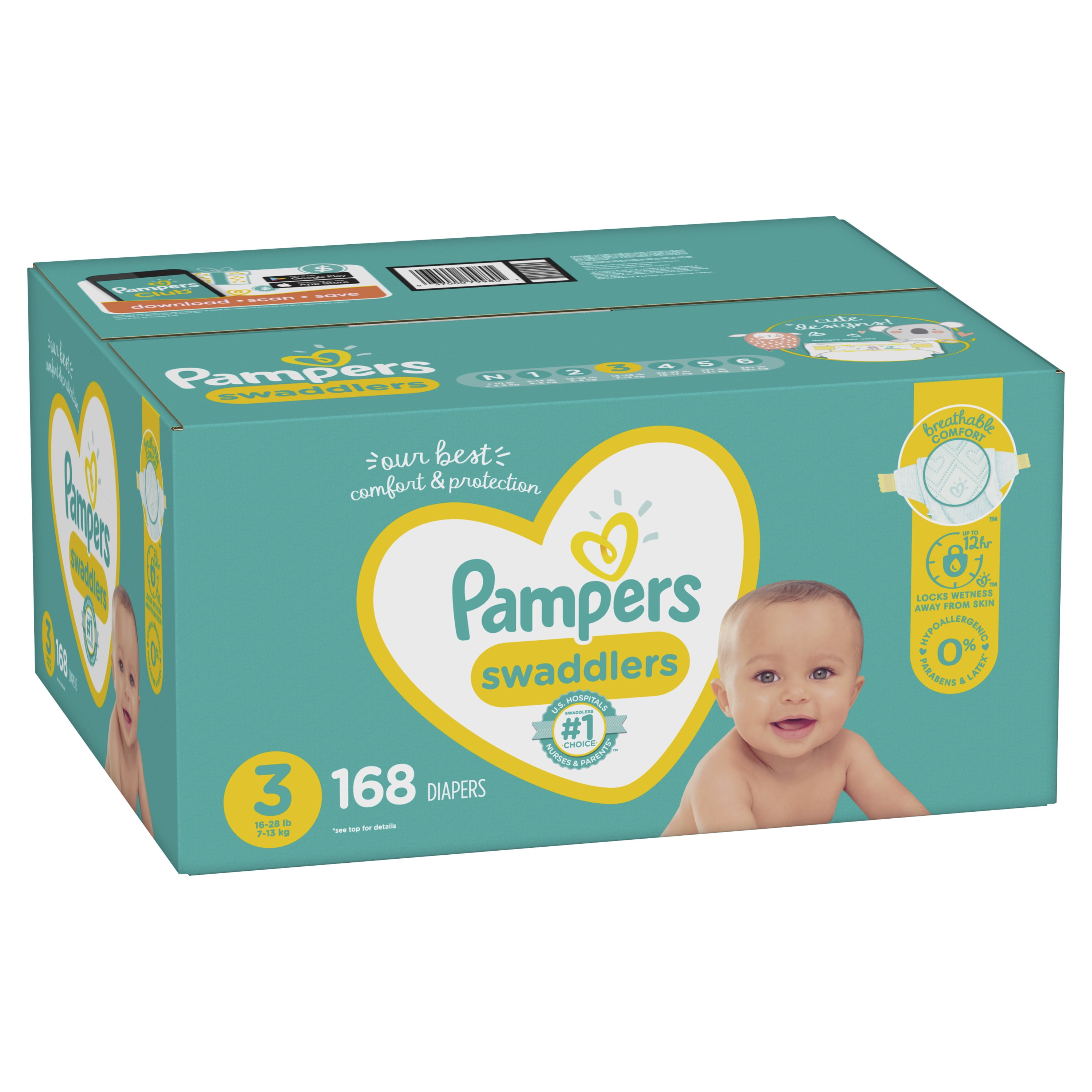 Pampers Swaddlers Diapers, Soft and Absorbent, Size 3, 168 Ct - Image 6
