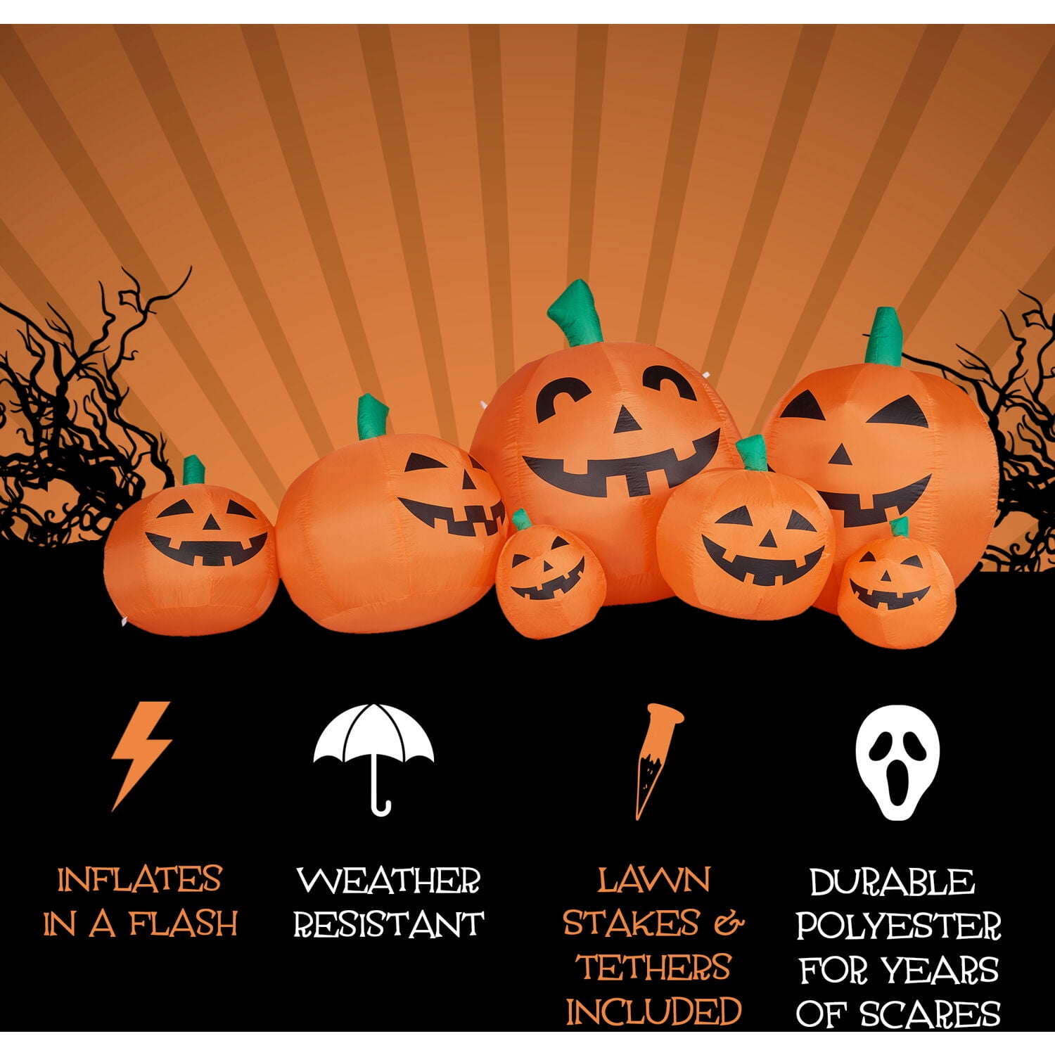 Haunted Hill Farm 10 ft Wide Prelit Inflatable Pumpkin Family, HIPMPKNFM101-L - Image 11