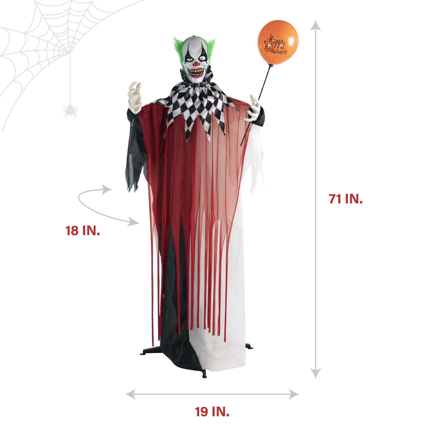 Haunted Hill Farm 5.9 ft Life-Size Animatronic Clown Halloween Decoration with Lights and Sound, HHCLOWN-7FLSA - Image 5