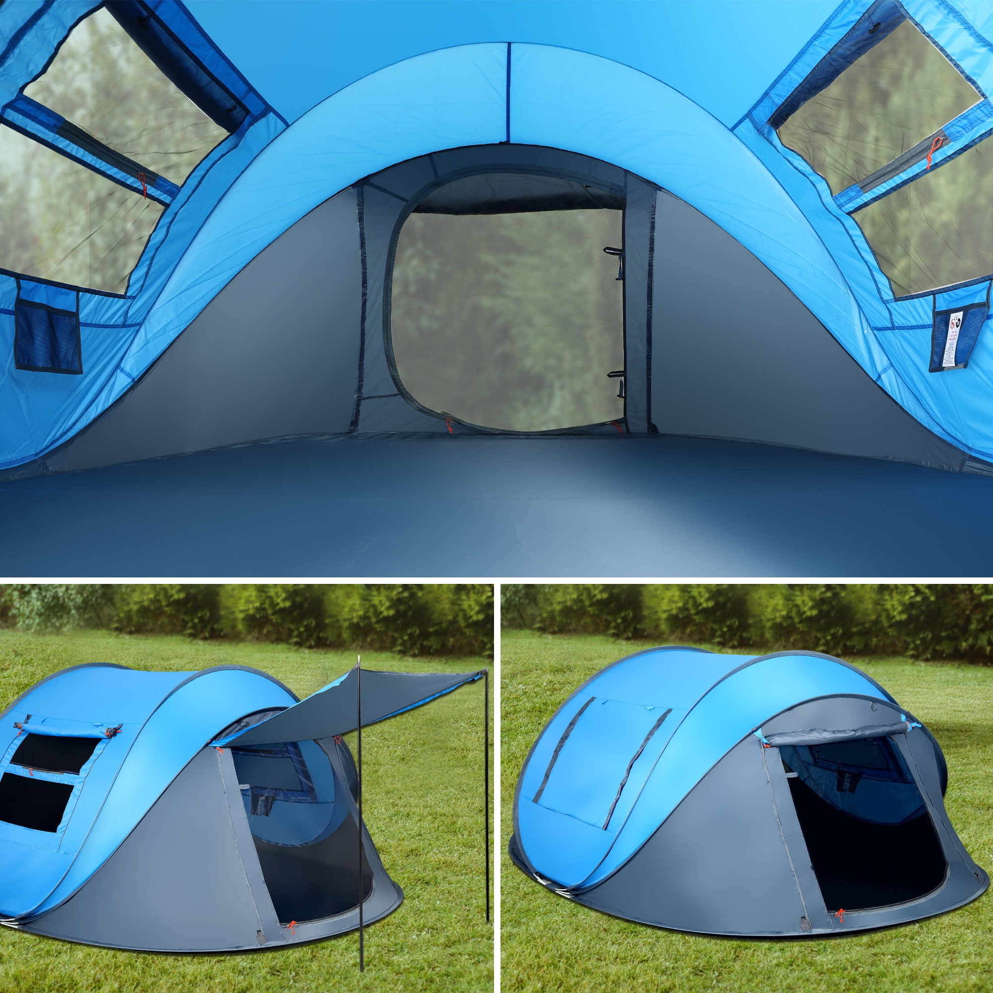 6 Person Easy Pop up Tents for Camping, GVDV 2 Doors-Instant Family Tents with Poles (Blue) - Image 3
