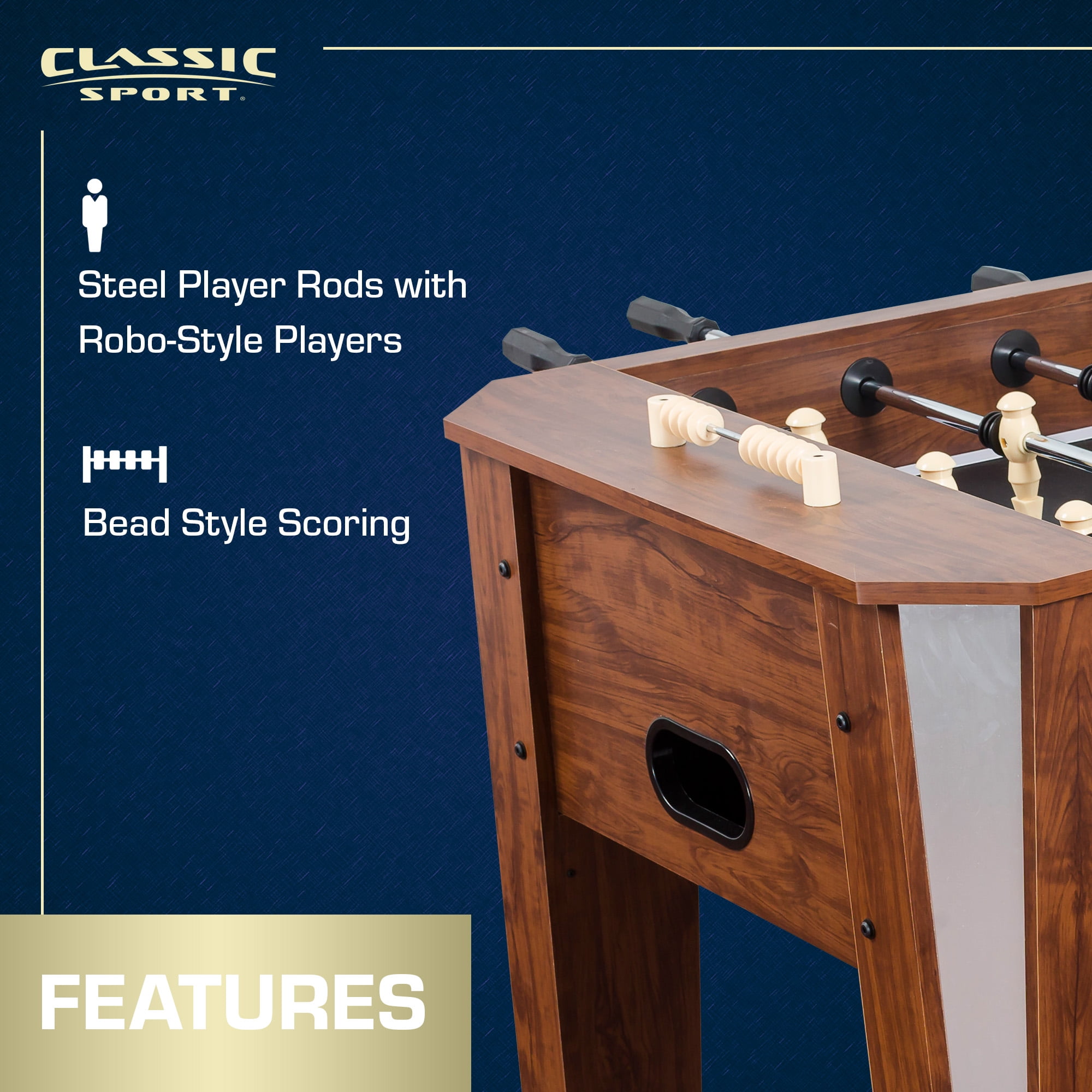 Classic Sport Liverpool 60" Foosball Table, Brown - Image 7