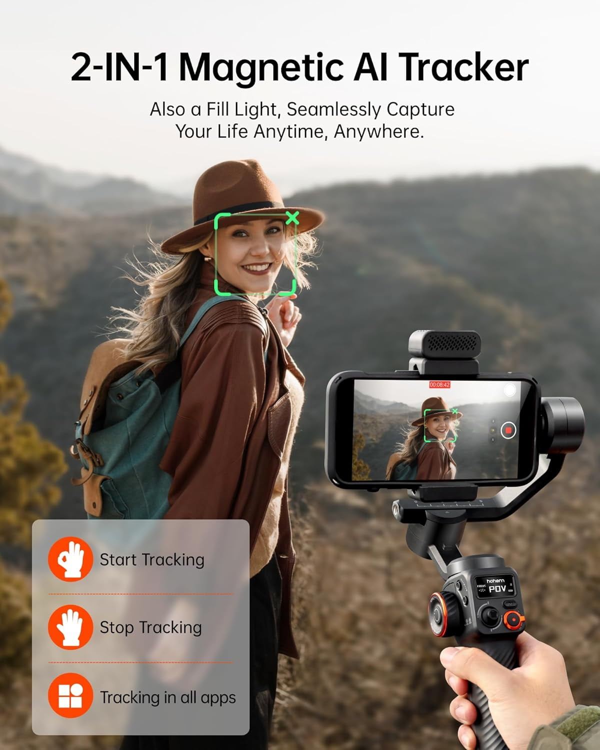hohem iSteady M6 Kit 3- Smartphone Gimbal Stabilizer with AI Vision Sensor & with Tripod, Magnetic Design, Portable and Foldable for video recording - Image 4