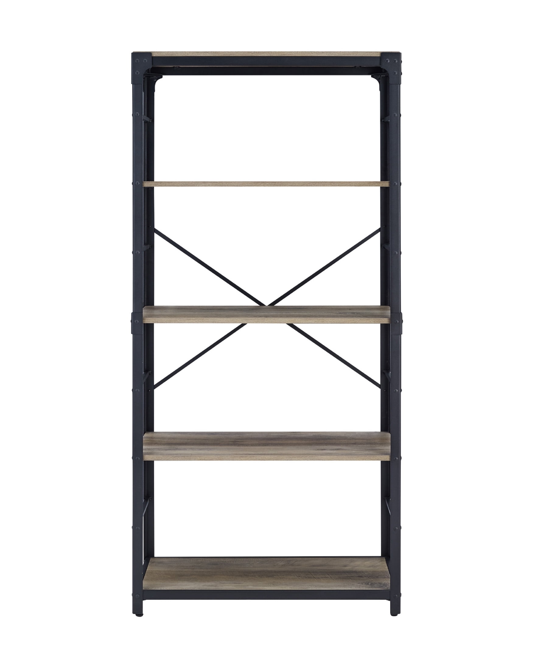 Urban Industrial Angle Iron 4-Shelf Bookcase, Grey Wash - Image 7