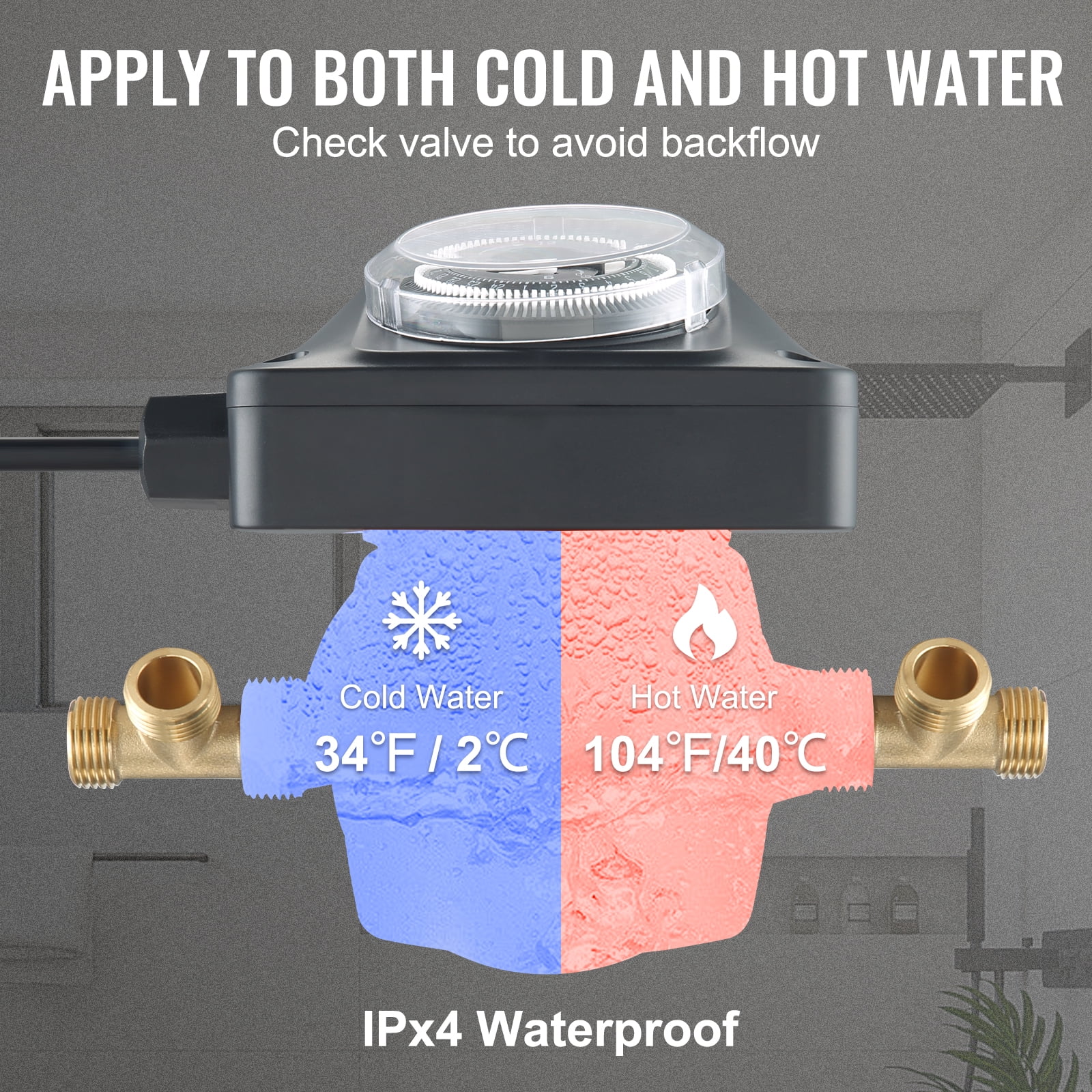 VEVOR Hot Water Recirculating Pump, Circulation Pump, 100W 110V DN20 Inlet/Outlet DN15 Adapter for Water Heater System - Image 8