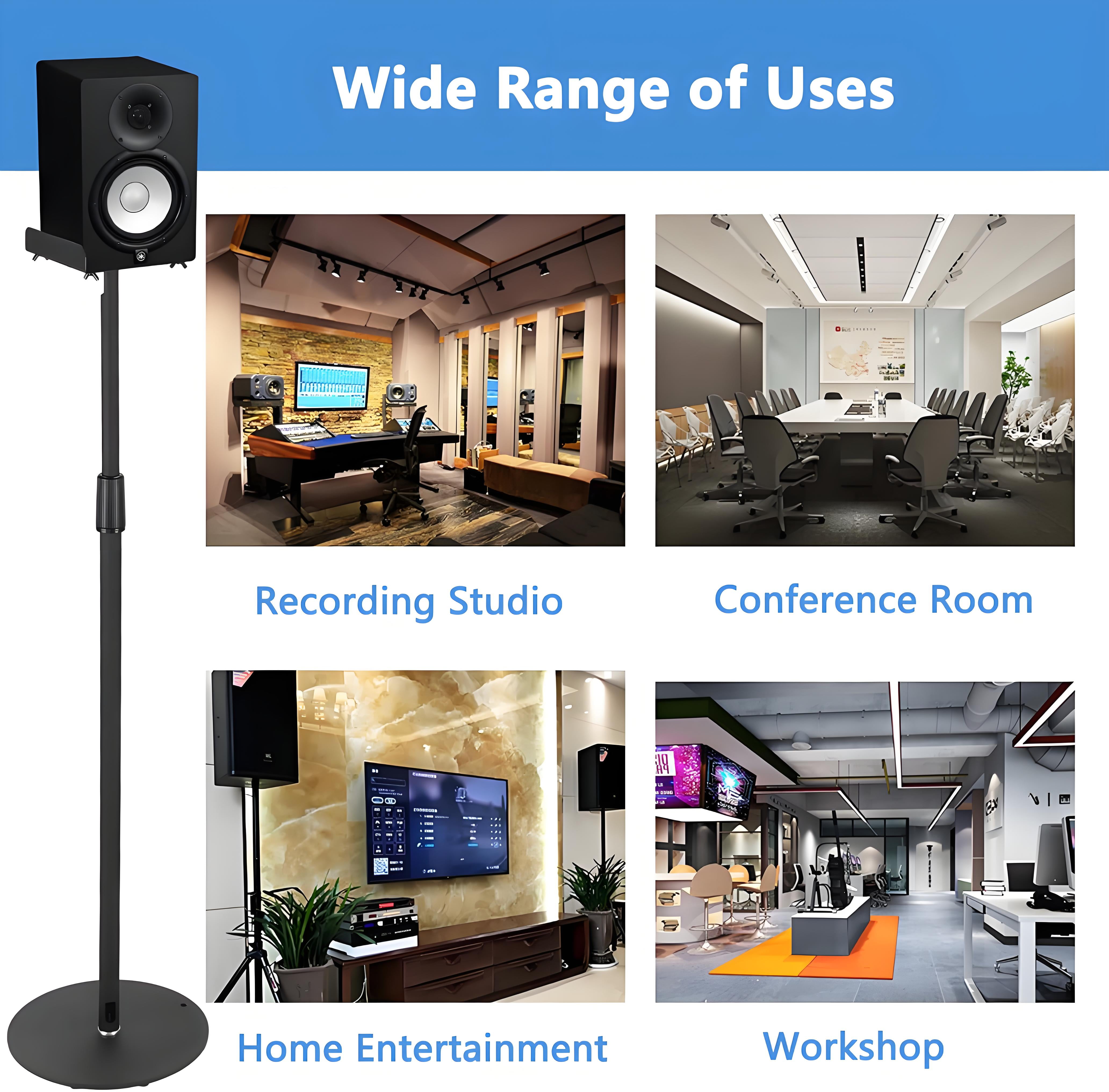 Ymokee 2-Pack Metal Speaker Stands, 29.5" - 57" Height-Adjustable Speaker Floor Stands with 360° Rotating Tray and Non-Slip Pads - Image 7