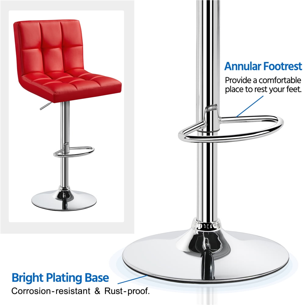 Alden Design Modern Adjustable Counter Height Bar Stools with Backrest, Set of 2, Red - Image 4