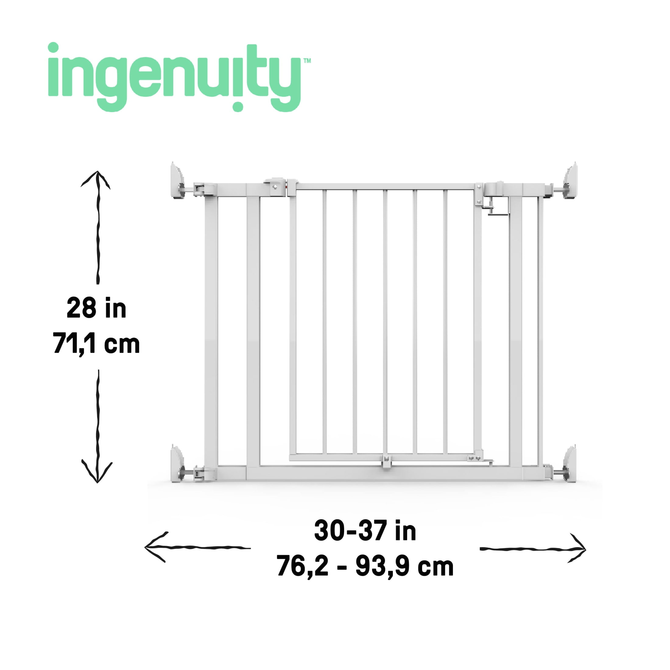 Ingenuity The Doorway 37W Series Pet and Baby Gate with Quad-Cam Lock, Openings from 30-37 inches Wide, Ages 6-24 Months, - White - Image 13