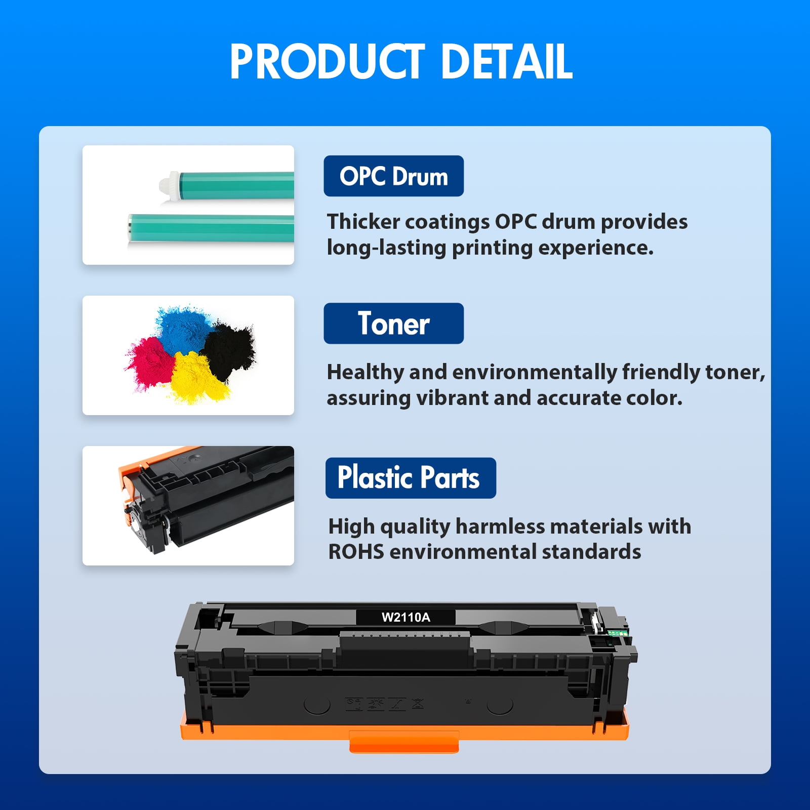 206A Toner Cartridge With Chip Compatible for HP 206A 206X W2110A W2110X Color LaserJet Pro MFP M283fdw M283cdw M255dw M283fdn M282nw M283 M255 Series Printer Ink (Black Cyan Magenta Yellow 4-Pack) - Image 8