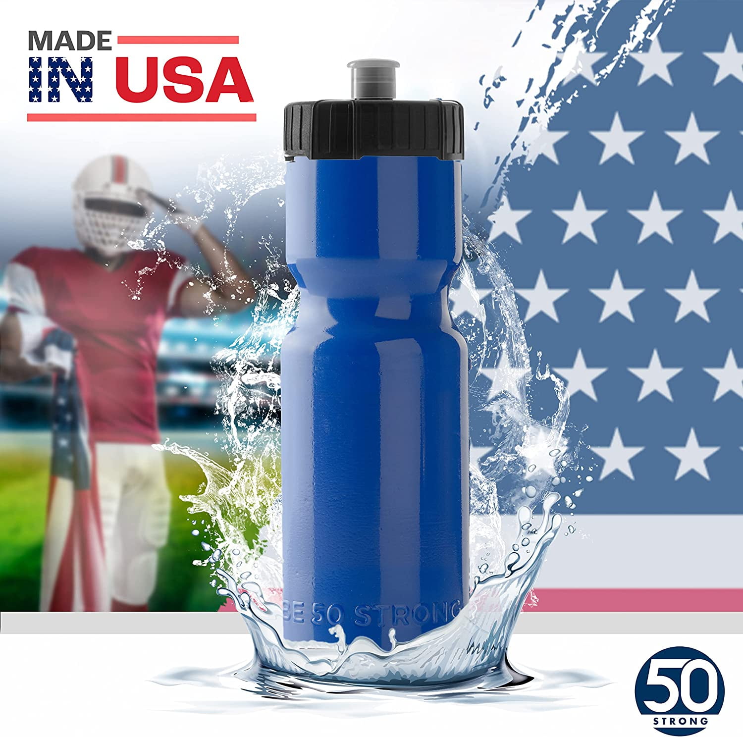 50 Strong Bulk Red Water Bottles, 24 Pack Sports Bottle, 22 oz. BPA-Free Easy Open with Pull Top Cap, Reusable Plastic Water Bottles for Adults & Kids, Top Rack Dishwasher Safe - Image 4