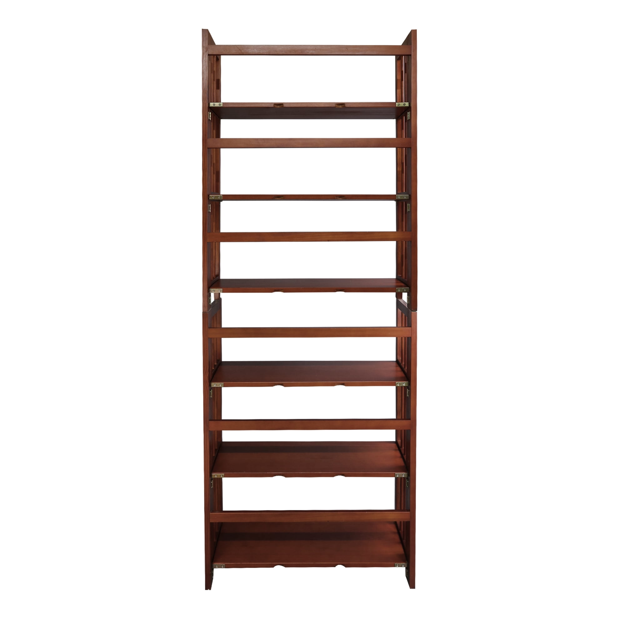 3-Shelf Folding Stackable Bookcase 27.5" Wide-Walnut - Image 6