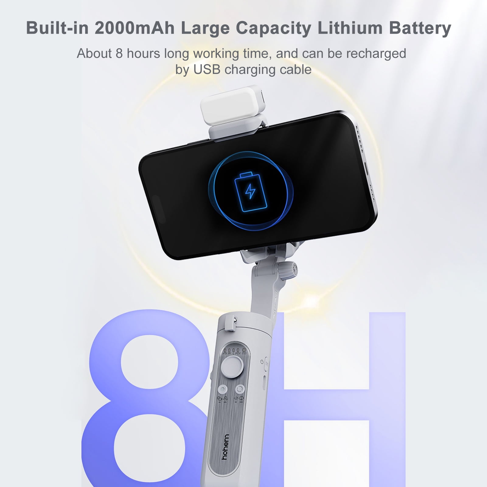 hohem iSteady XE Kit Gimbal Stabilizer for Smartphone, 3-Axis Phone Gimbal, Magnetic Fill Light, Portable & Foldable, One-Key Inception, Ideal for Travel, Vlogging - Image 9