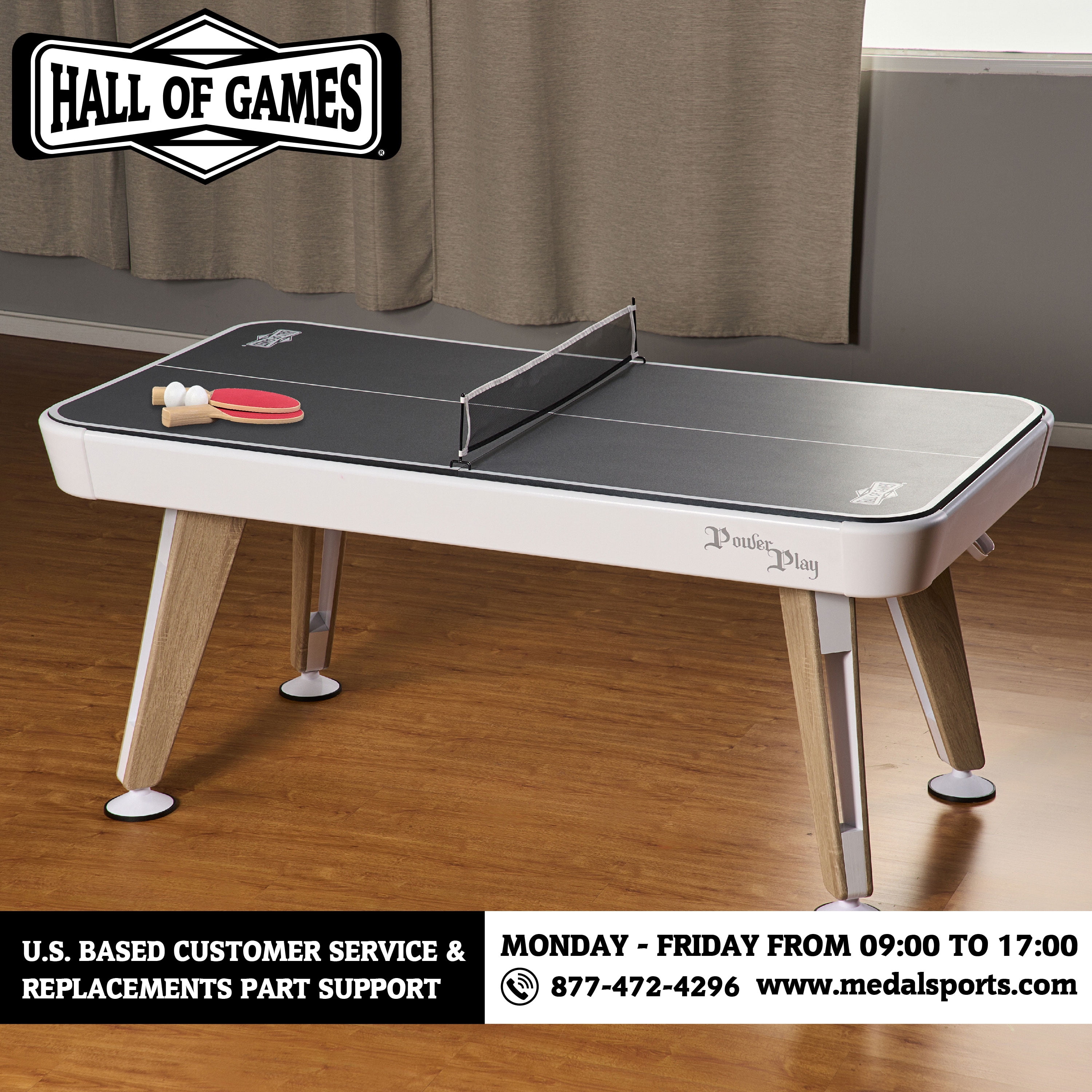 72" 2-in-1 Combo Game, Air Hockey, Table Tennis Table Top, by Hall of Games - Image 10
