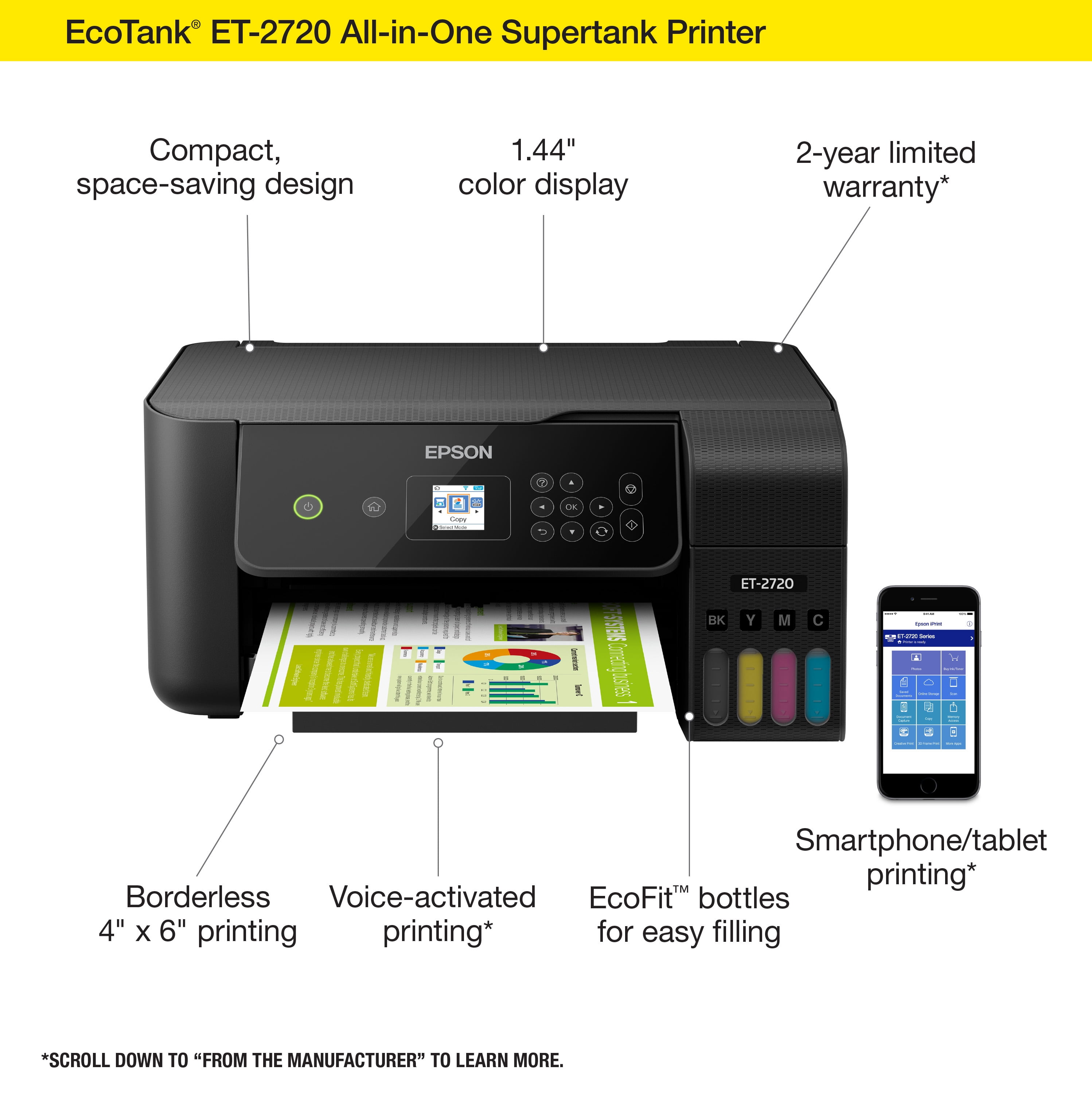 Epson EcoTank ET-2720 Wireless All-in-One Color Supertank Printer - Image 7