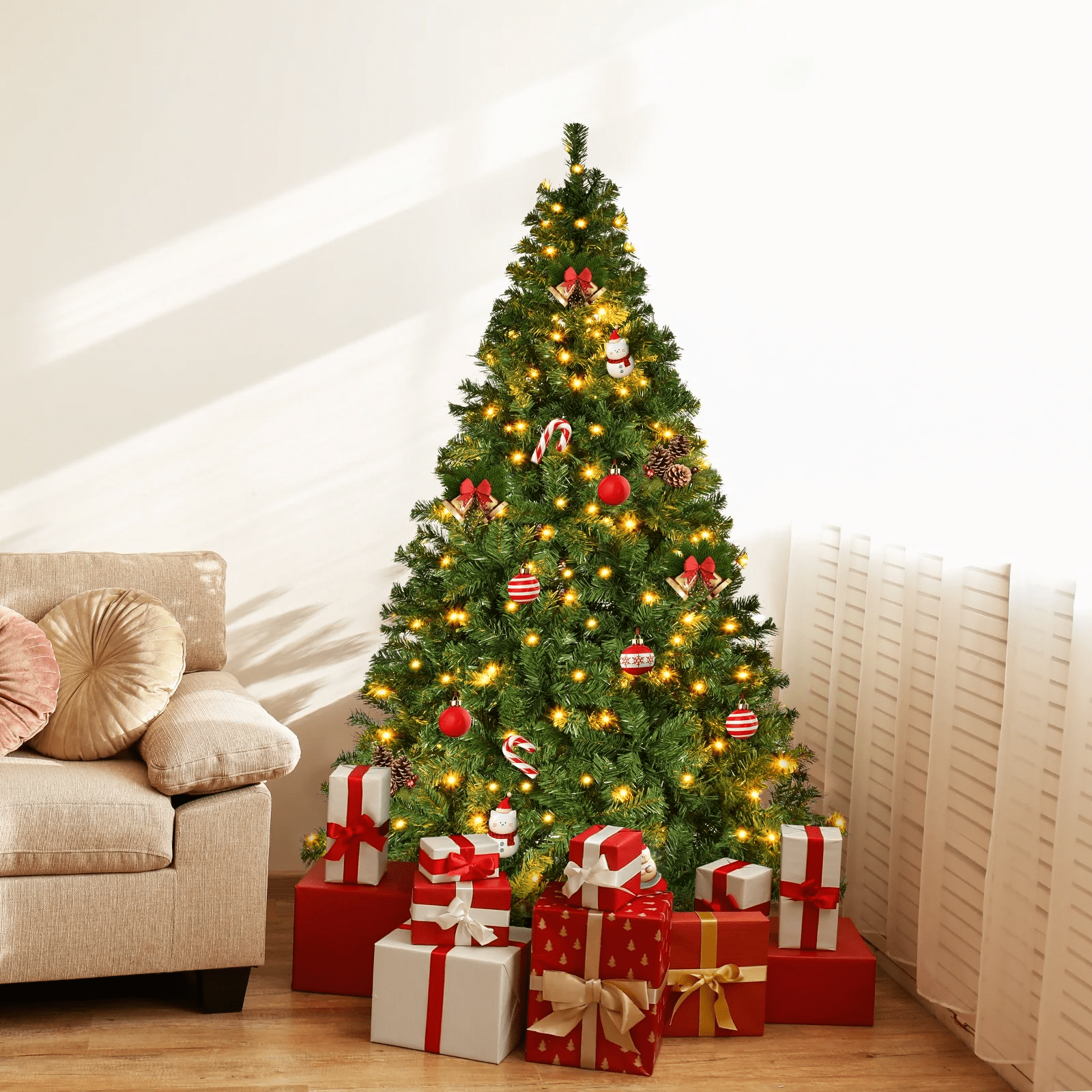 Vebreda Pre-Lit Artificial Christmas Tree 7.5ft with 400 Clear Incandescent Mini Lights, Indoor Outdoor Green - Image 3