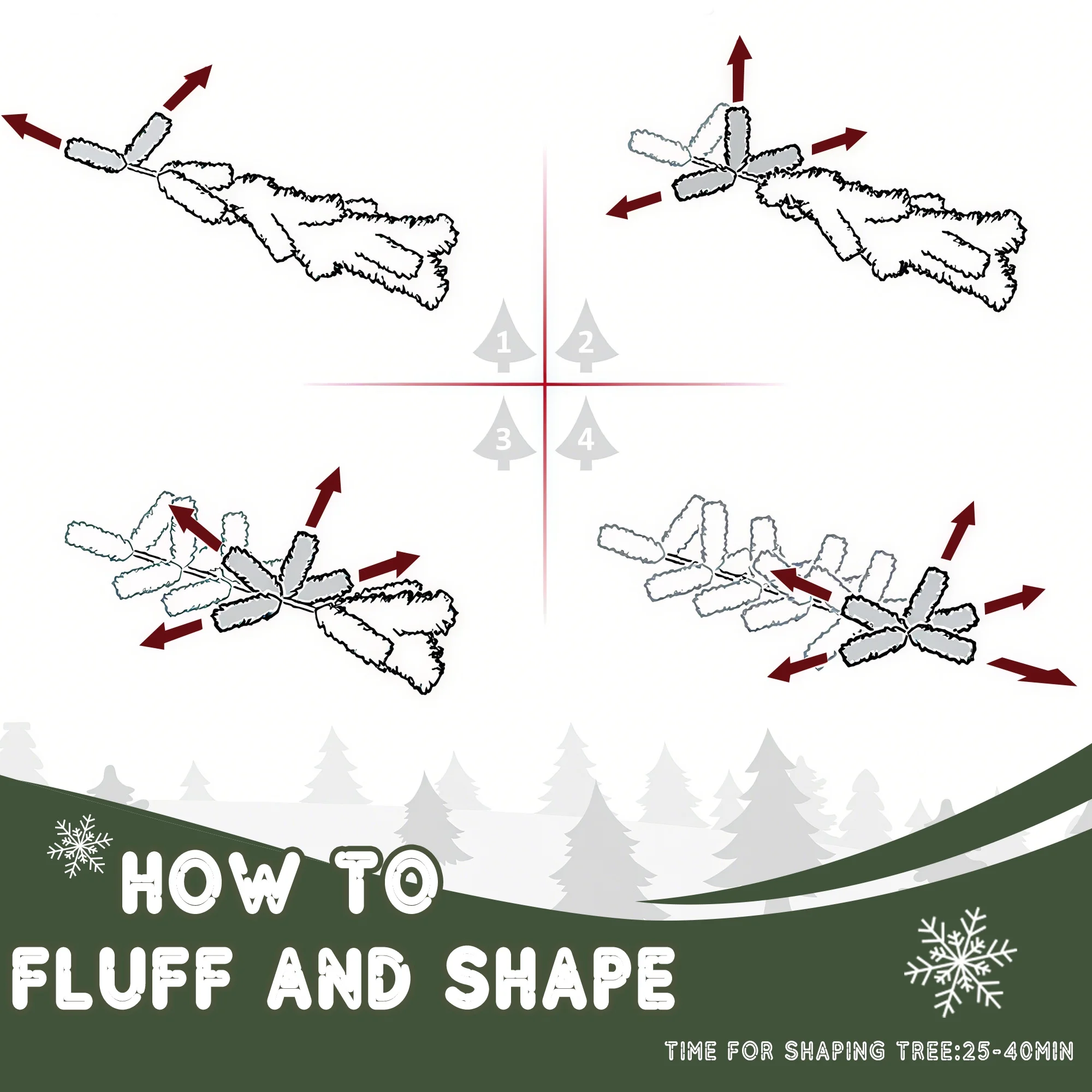 Yexmas 6ft Pre-Lit Christmas Tree, 8 Modes LED Lights, Artificial Xmas Tree with Large Storage Bag - Image 12