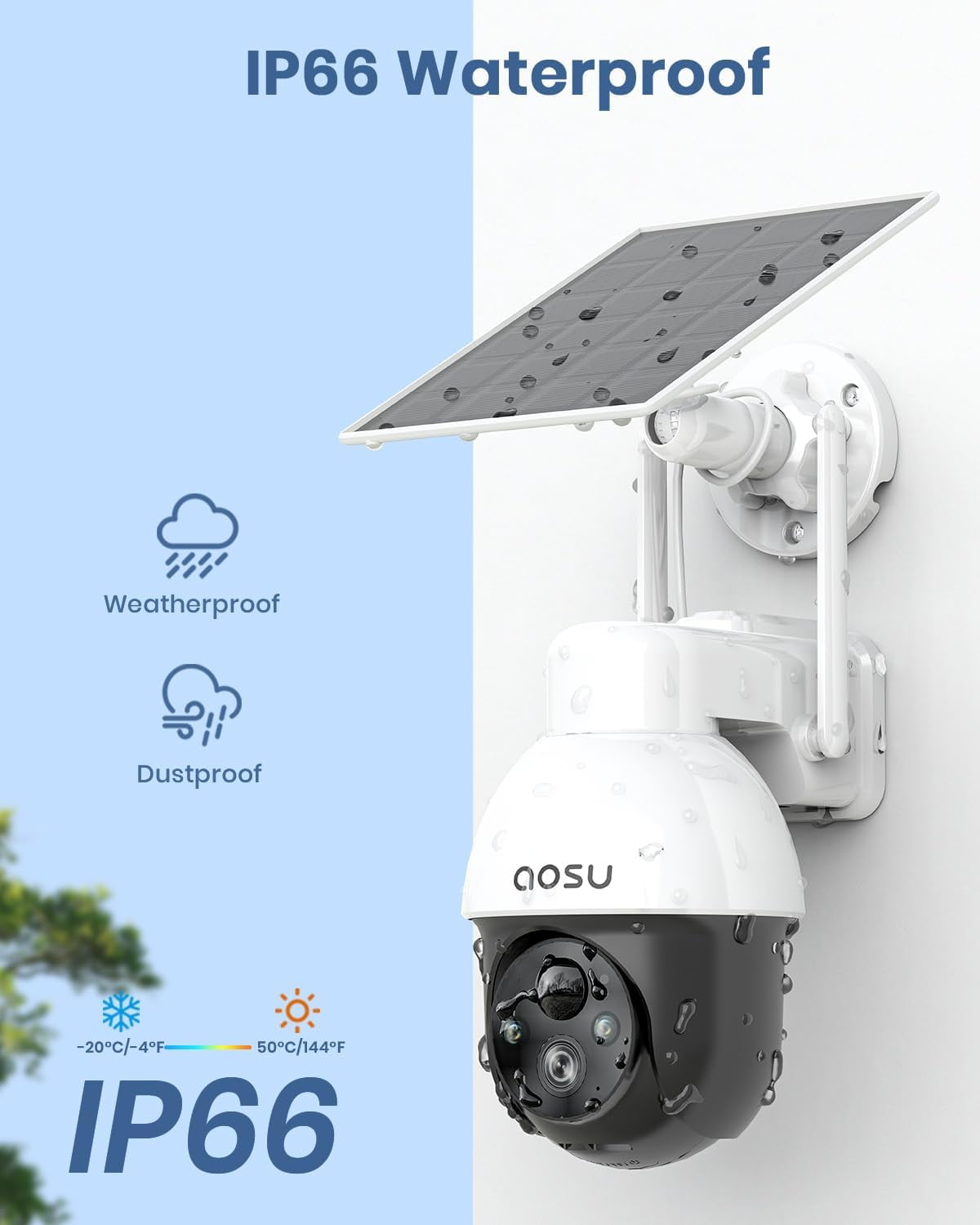 AOSU 2K Solar Security Camera Wireless WiFi, Outdoor Camera for home security,Auto Tracking ,Smart Siren Spotlights, works with Alexa/Google Assistant - Image 9