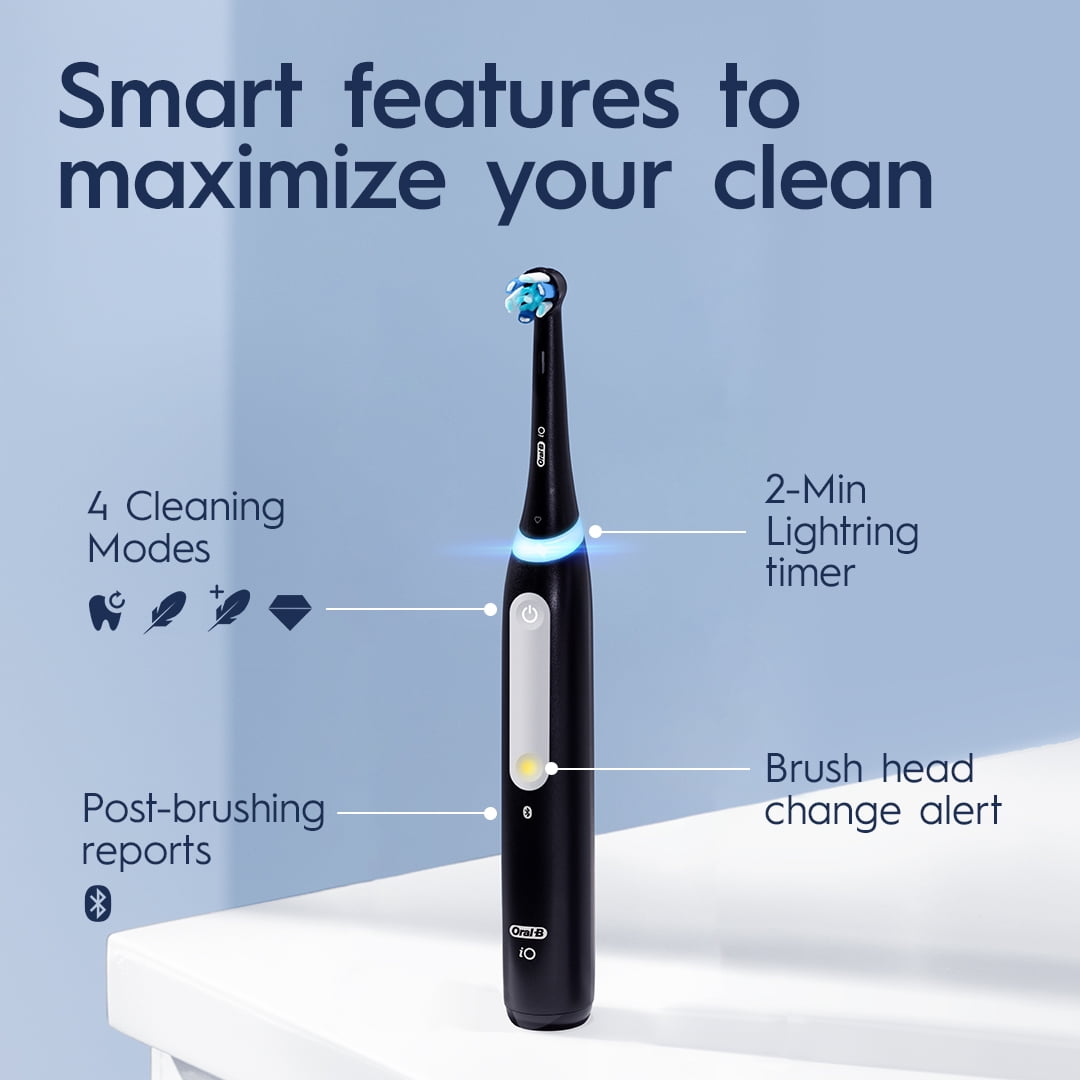 Oral-B iO Series 4 Rechargeable Electric Toothbrush with Toothbrush Head, Black, 1 Count - Image 4