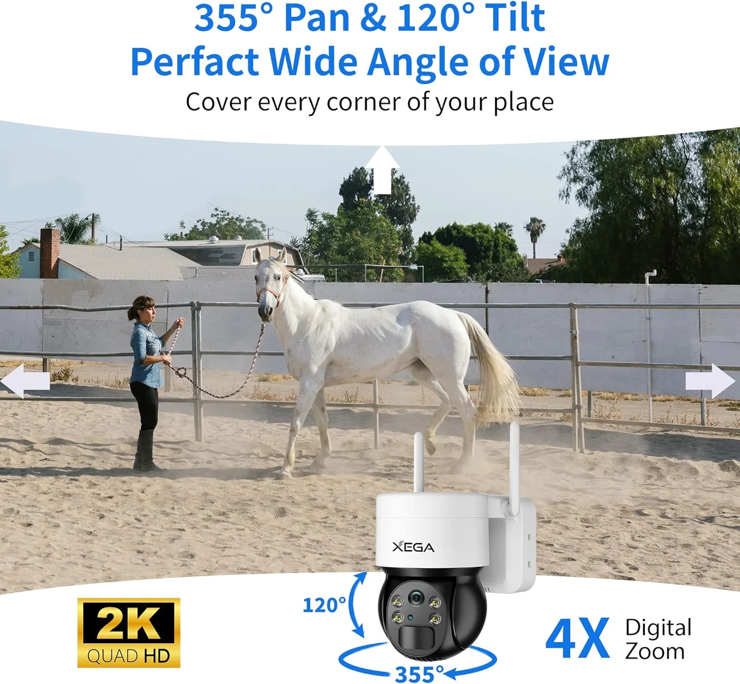 Xega XG-03-US4G Outdoor 2K HD 2-Channel 4 MP Surveillance Camera with 2x 6W Solar Panel, Other, 2-Pack - Image 3