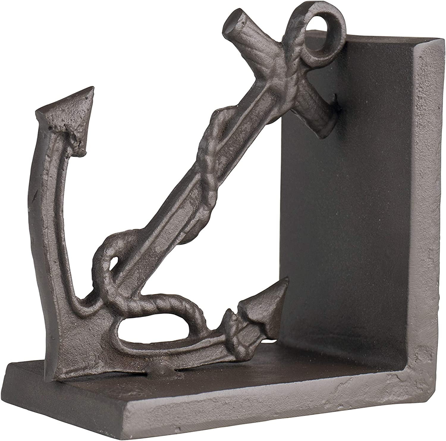 Danya B. ZI08303 Nautical/Coastal Home Decor - 2-Piece Metal Bookend Set with Anchor and Captain's Wheel - Image 4