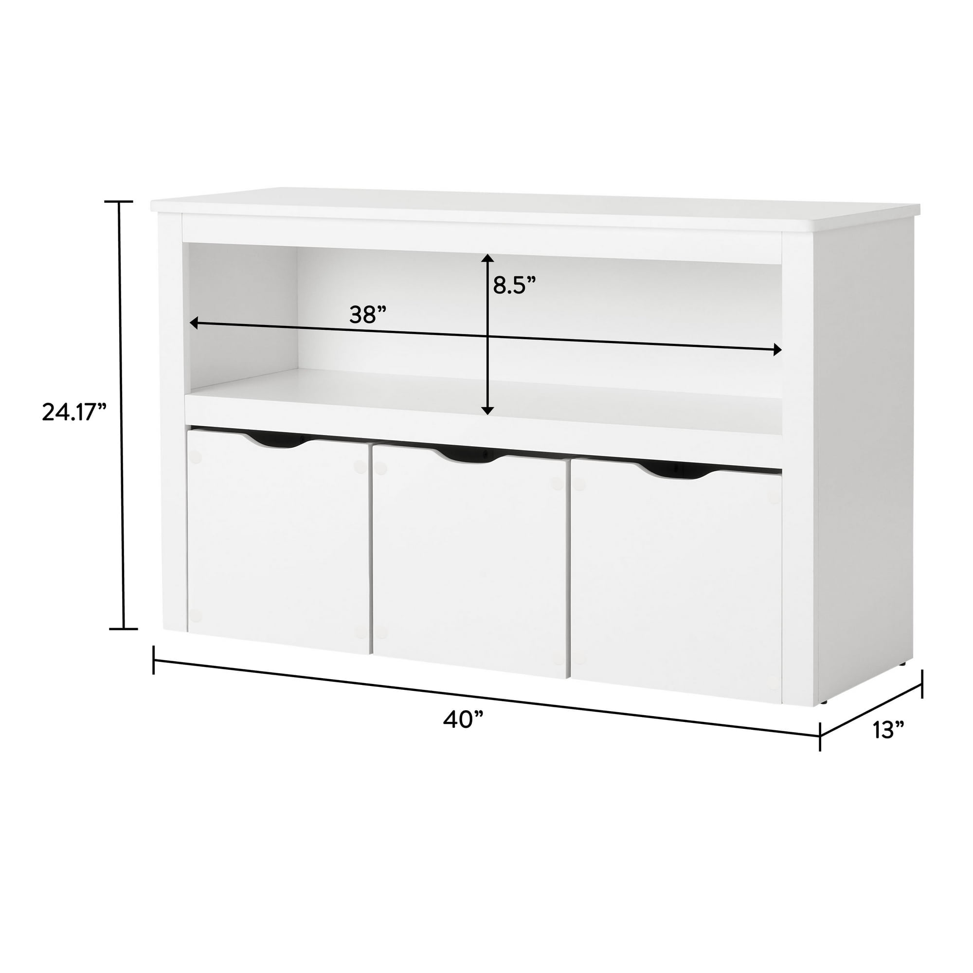 Your Zone Kids Toy Storage Cabinet with Three Rolling Bins, White Finish - Image 8