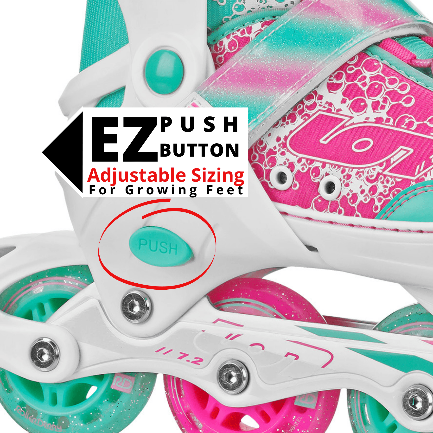 Roller Derby ION 7.2 Girl's Adjustable Inline Skate - Image 3