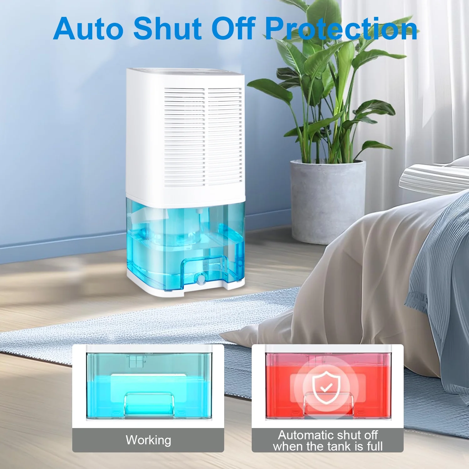 4-Pint Dehumidifier with Drain Hose for Room Home,HopePow Ultra Quiet 3,500 Sq. ft Coverage Area Energy Saving Efficiency Dehumidifier for Home,Bedroom,Bathroom,Small Room - Image 6