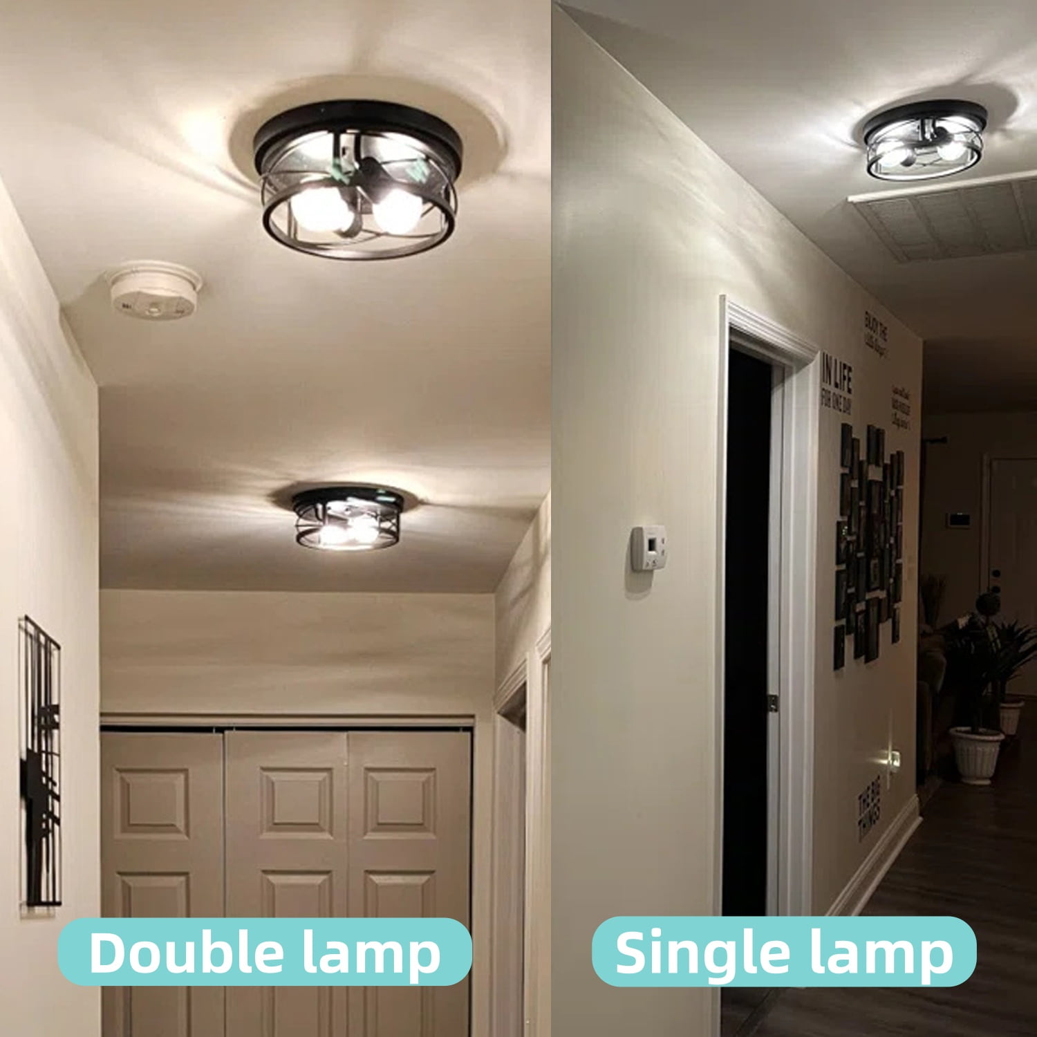 2 Pack Farmhouse Flush Mount Ceiling Light Ceiling Light Fixtures Industrial Flush Mount Ceiling Light for Hallway, Kitchen, Foyer, Bedroom Living Room Laundry - Image 6