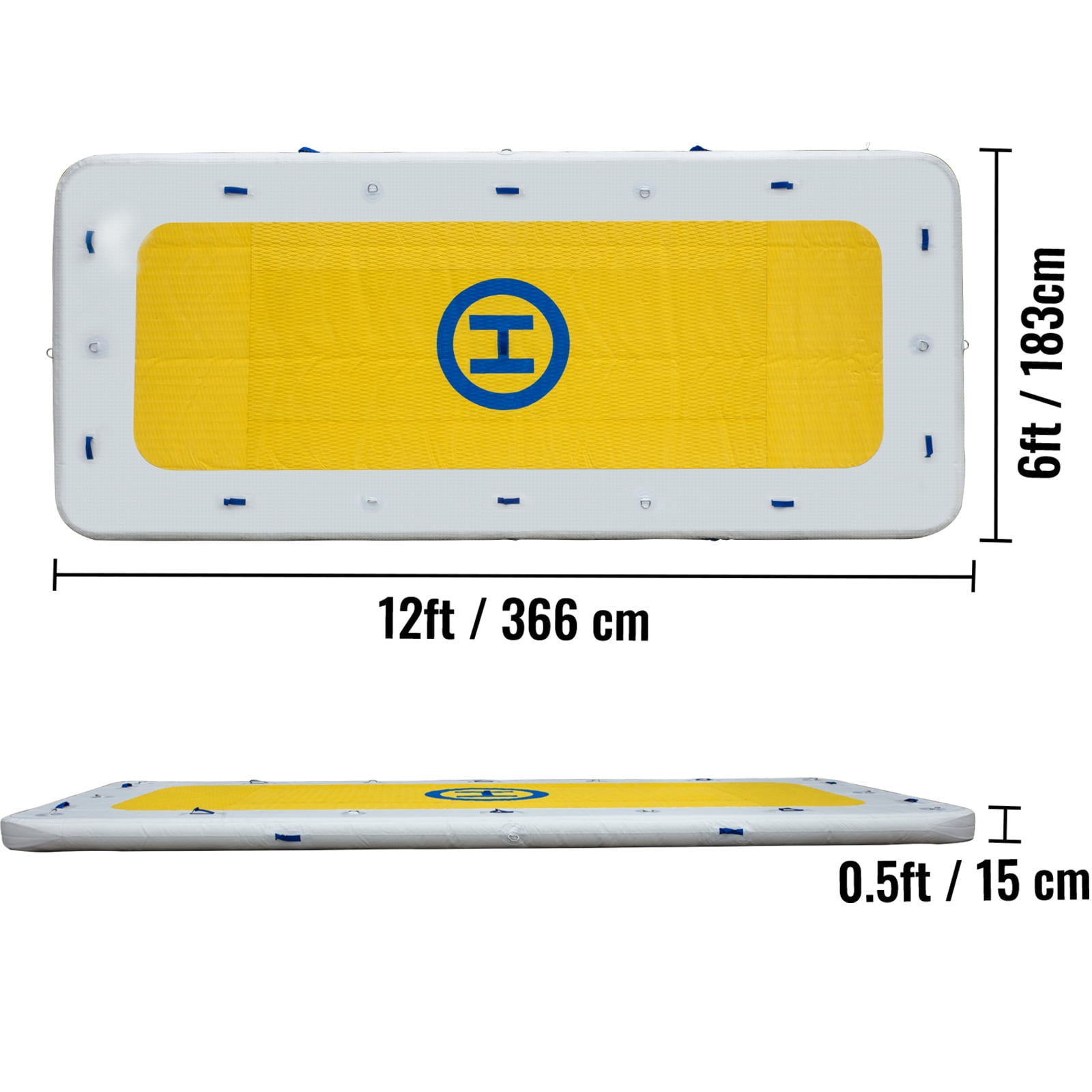 VEVORbrand Inflatable Dock Platform PVC Floating Dock 12 x 6 ft 3-5 Person with 2 Pumps - Image 5