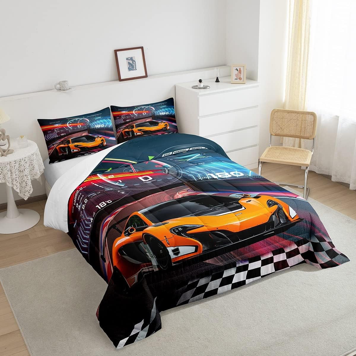 YST Race Car Bedding Set Boys Extreme Sports Comforter Set for Kids Boys Cool Car Comforter Car Sports Quilt Set 1 Comforter Set with 1 Pillowcase Twin Size - Image 3
