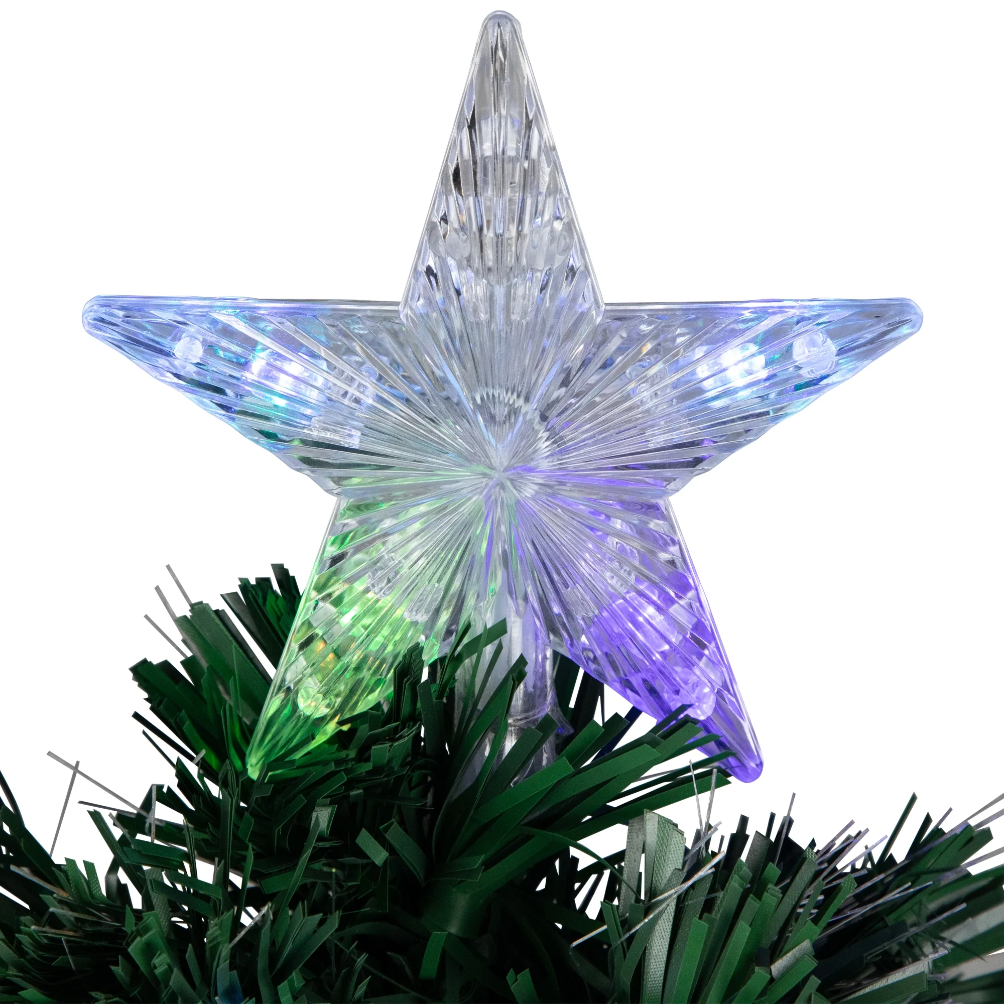 4' Pre-Lit LED Color Changing Fiber Optic Artificial Christmas Tree with Stars - Image 3