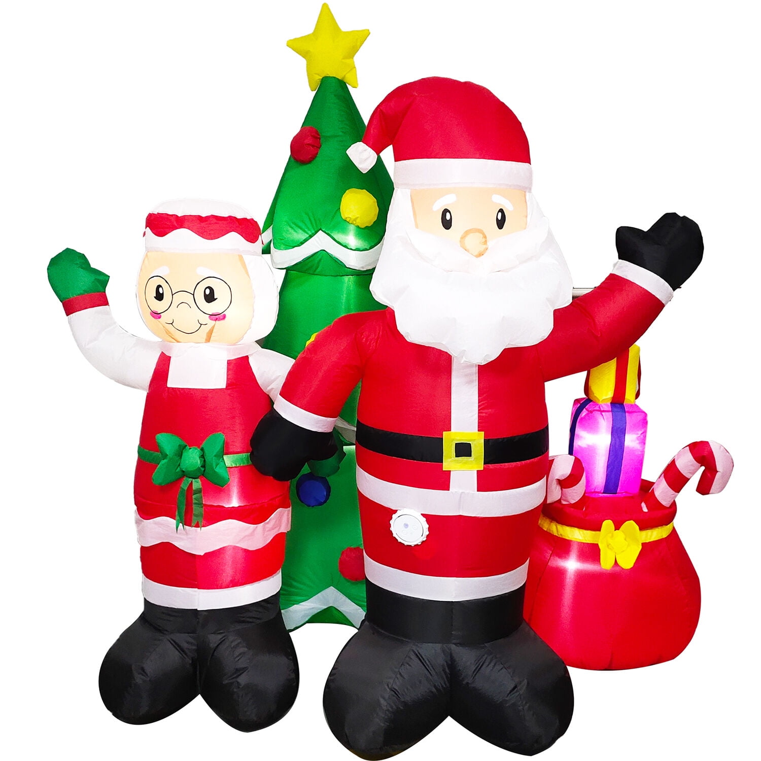 Fraser Hill Farm 6-Ft. Tall Pre lit Mr. and Mrs. Claus with Tree Inflatable with Music, FHFMRMRSCLS061-L - Image 3