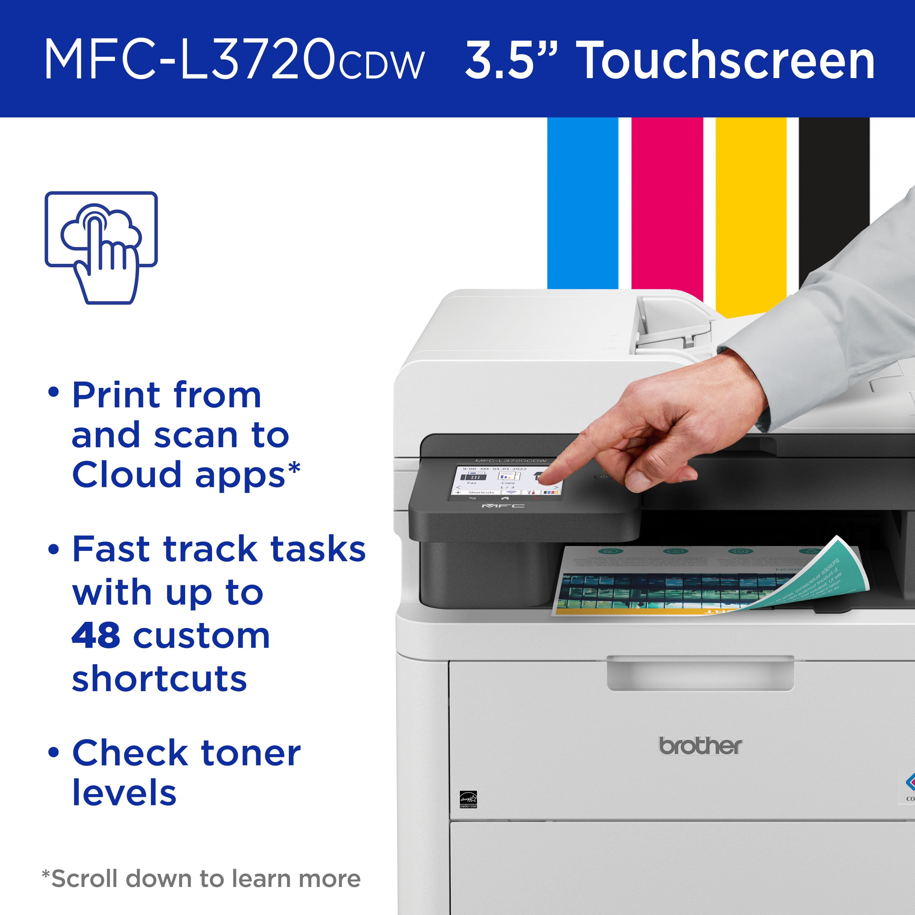 Brother MFC-L3720CDW Wireless Digital Color All-in-One Printer with Laser Quality Output, Copy, Scan and Fax, Duplex and Mobile Printing - Image 6