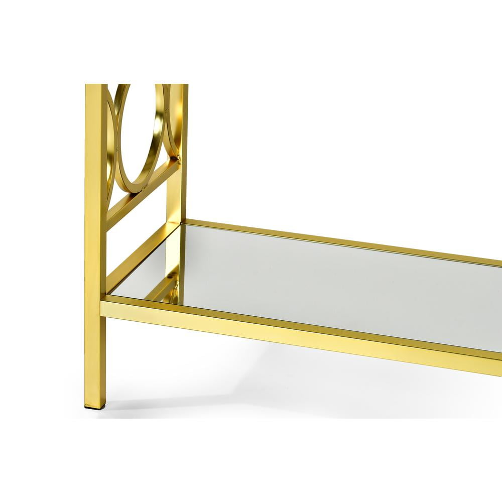 Steve Silver Olympia Glass Top Console Table, Gold Chrome - Image 2