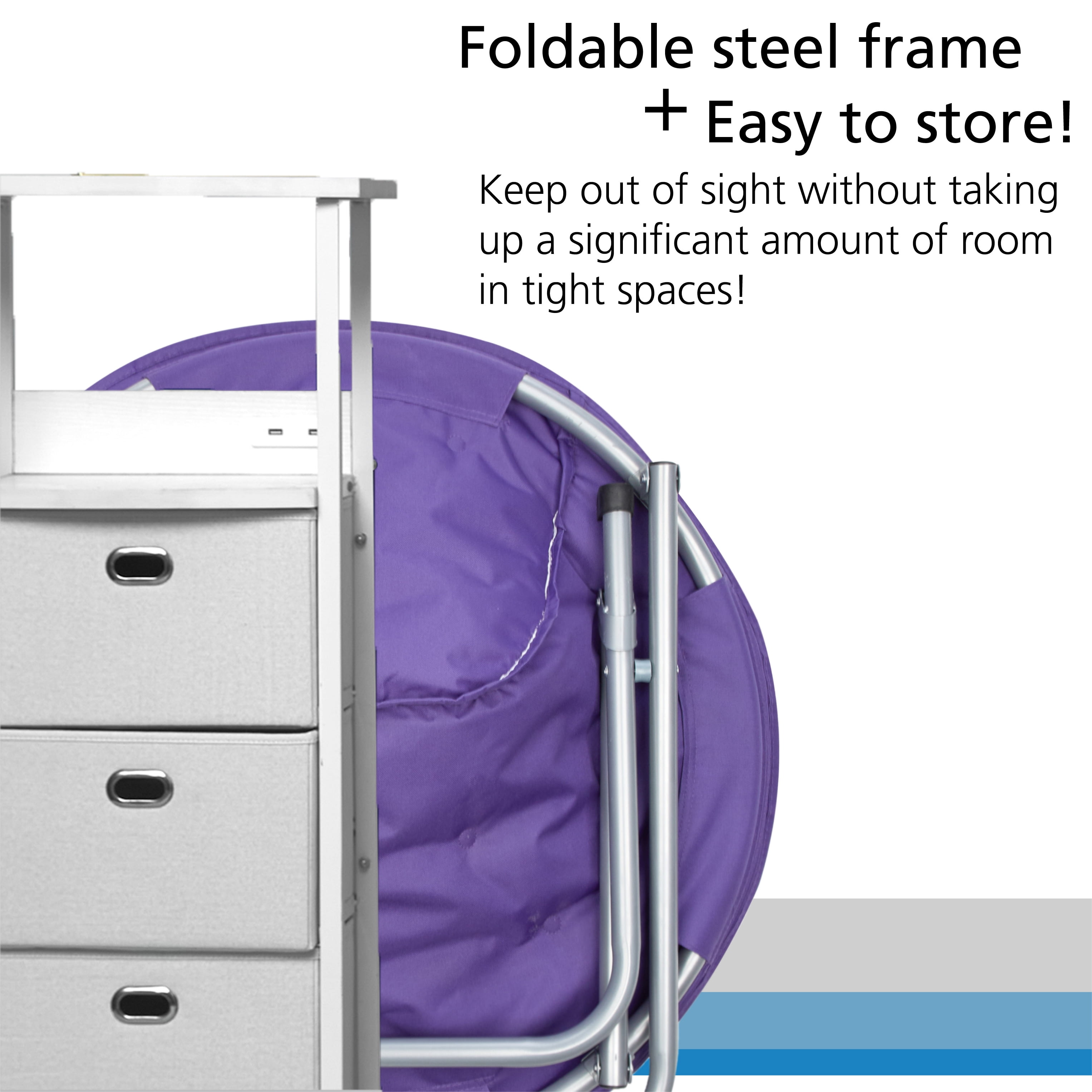 Mainstays Faux Fur Folding Chair, Purple - Image 2