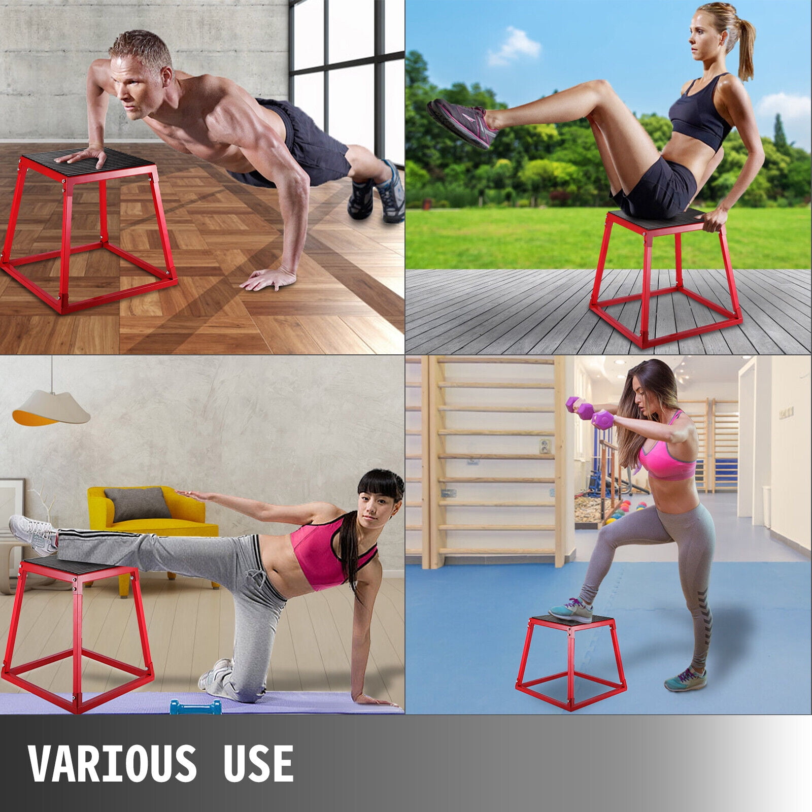 VEVOR Easy To Assemble 13 lb Steel/Iron Red Plyo Box (20.87" x 20.87" x 3.15") - Image 5