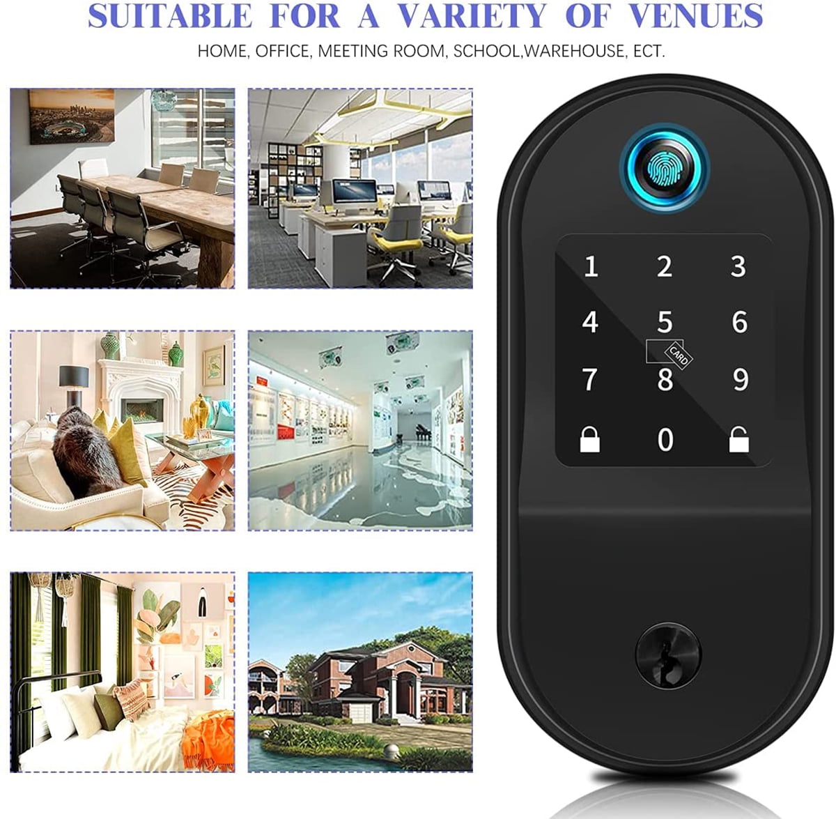 {Smart Deadbolt, Electronic Door Lock with Keypad}, Auto Lock for Home, Office, Hotel, Front/Exterior Door,Fingerprint Digital Smart Door Lock ,Keyless Deadbolt Works with App/Bluetooth - Image 5