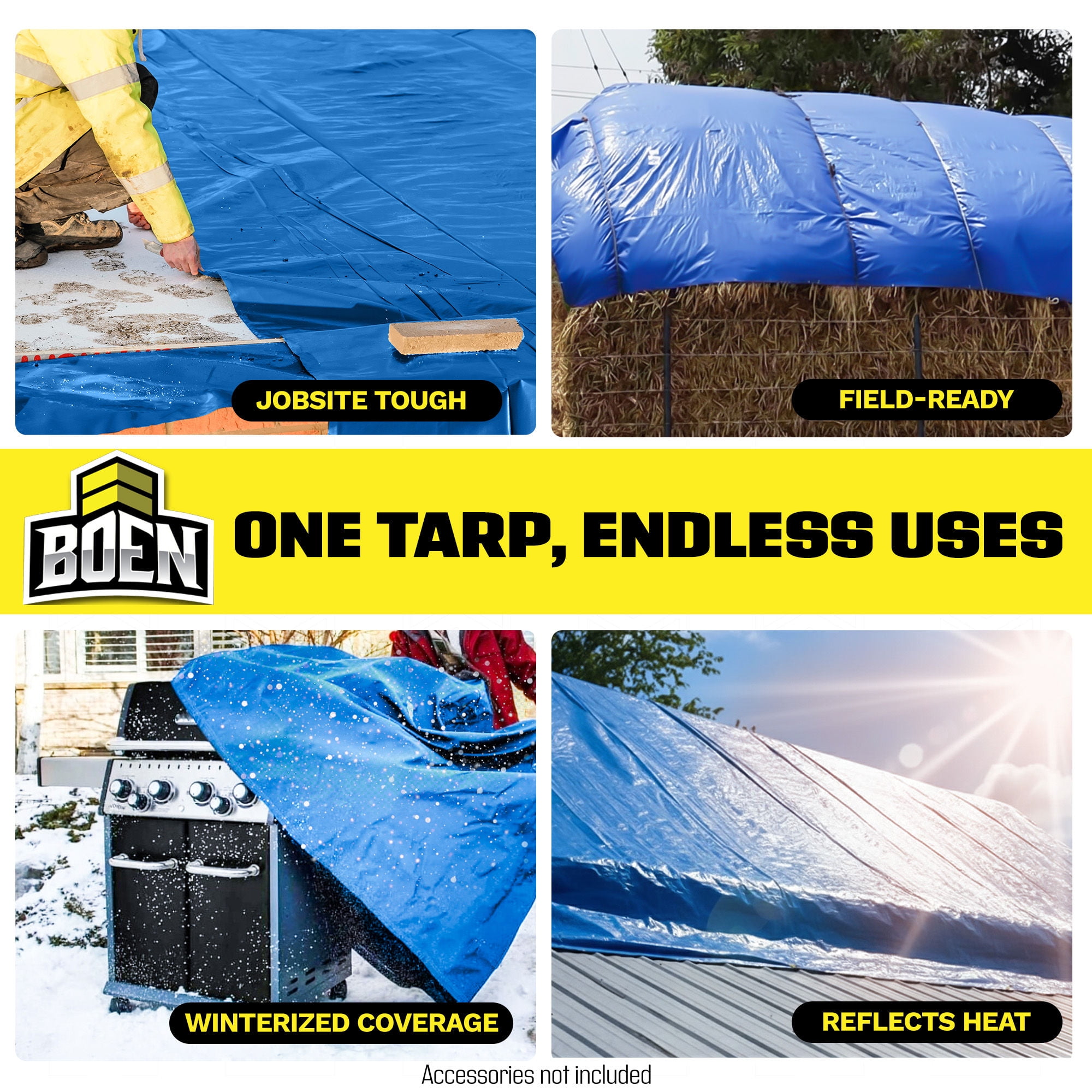 30 ft. x 60 ft. Multi-Purpose Blue Poly Tarp Cover 4.2 Mil Thick Weave Material, Waterproof - Image 7