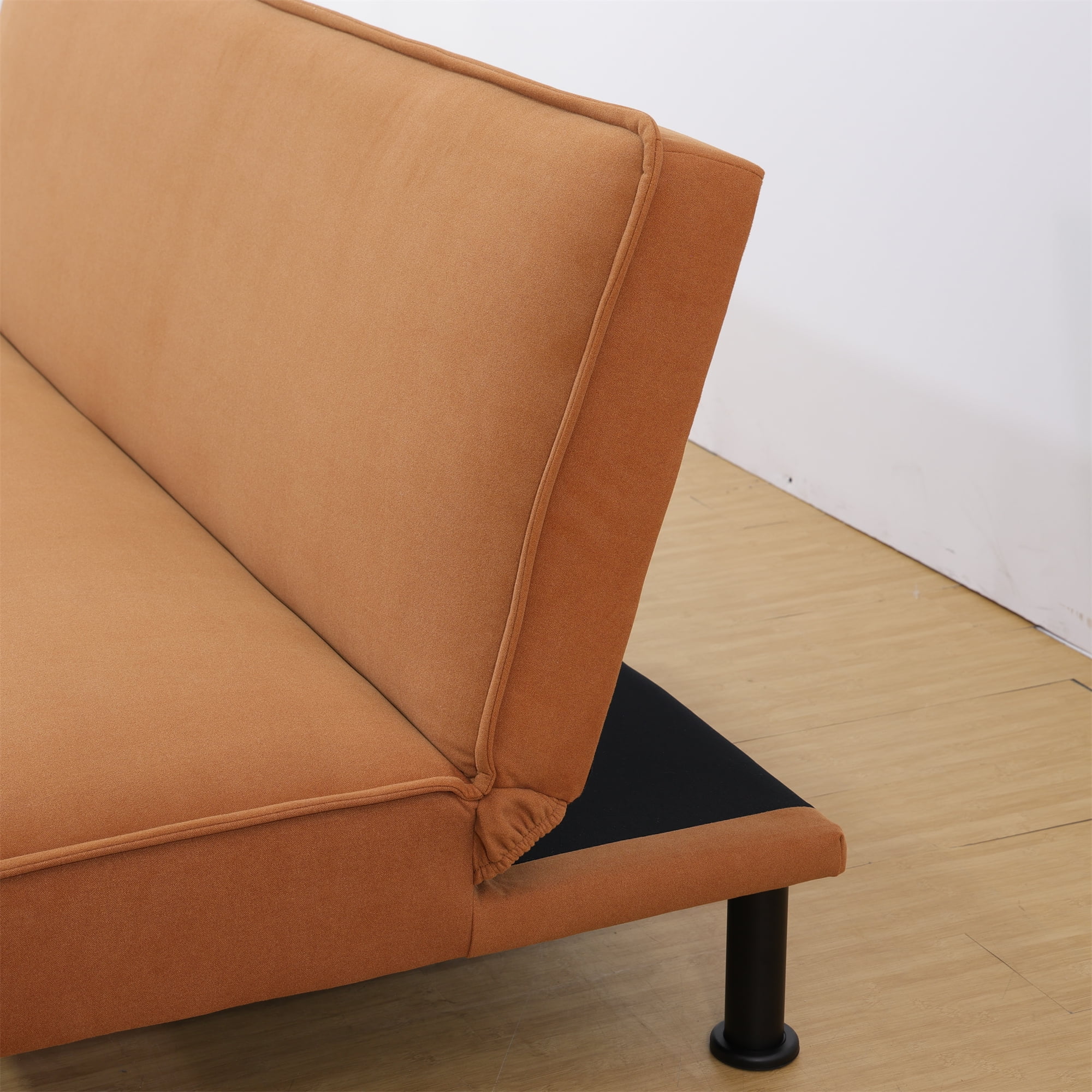 Aukfa Studio Futon Convertible Sofa Bed for Home Office, Upholstered Loveseat, Flannel, Orange - Image 6