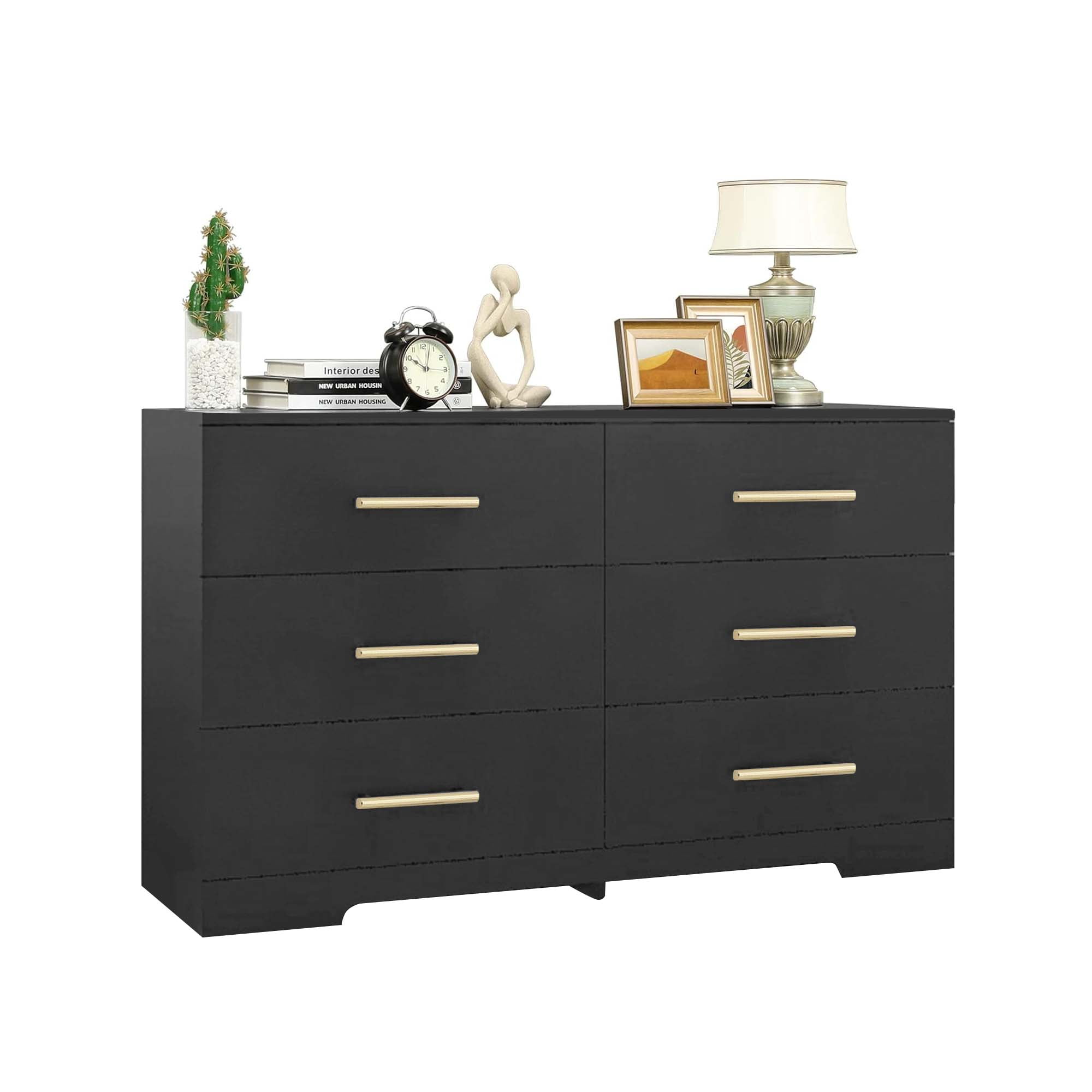 Aukfa Modern 6-Drawer Dresser Chest of Drawers Storage Cabinet for Bedroom Living Room, Black - Image 8