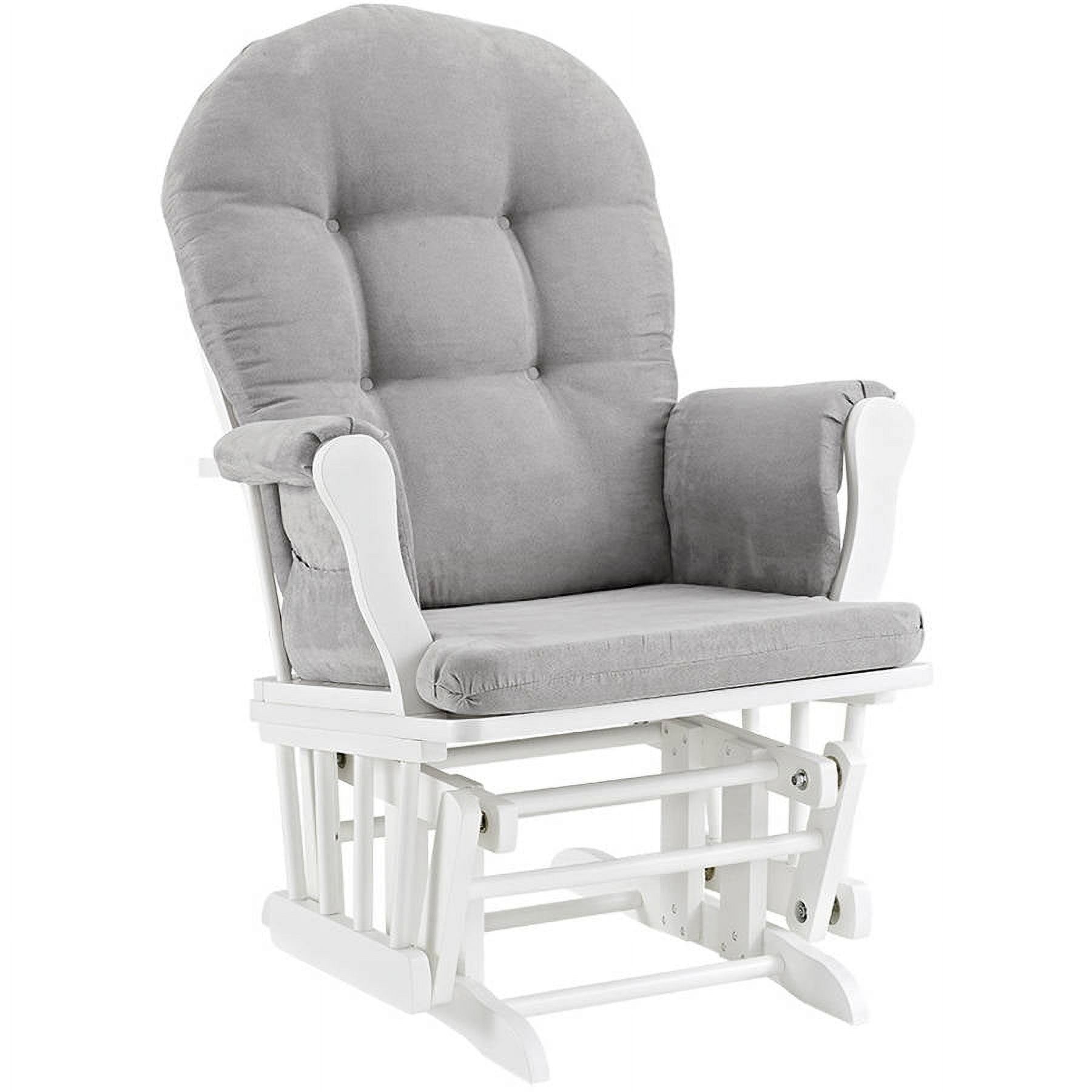 Angel Line Windsor Glider and Ottoman, White Finish with Gray Cushions - Image 5