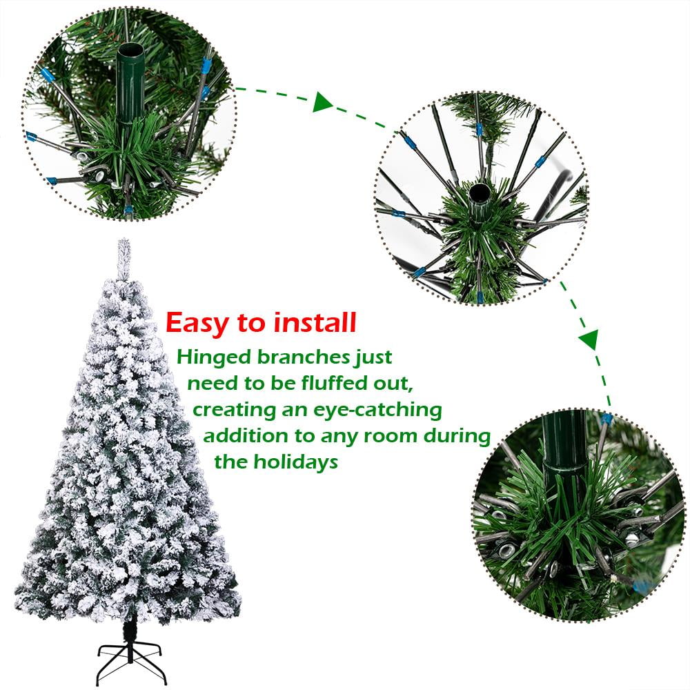 Ktaxon 7 Ft Prince Flocked Artificial Christmas Tree Unlit, Xmas Tree Home Decoration, Automatic Open - Image 4