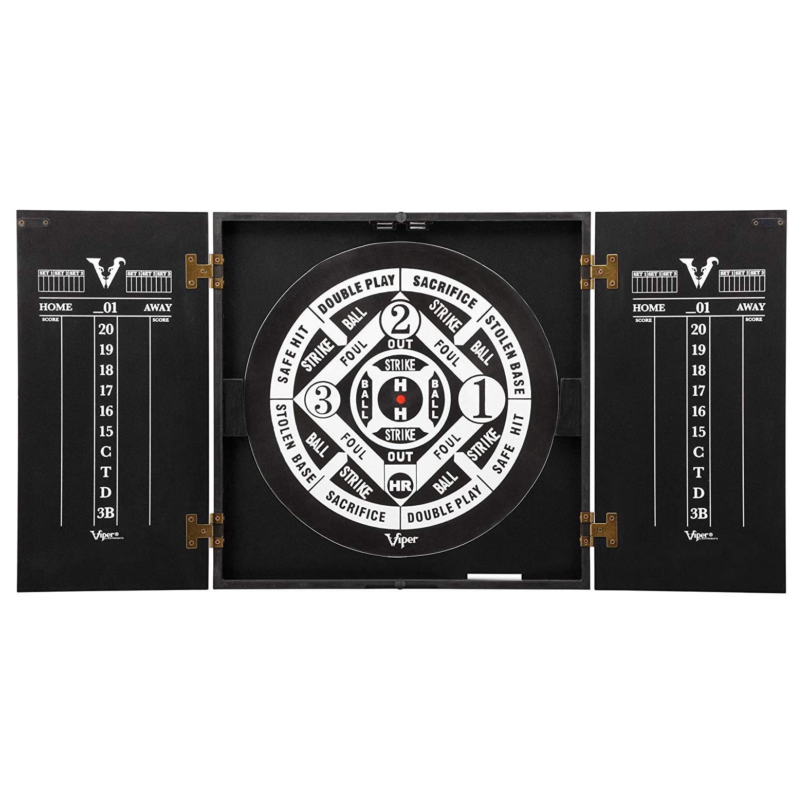 Viper Hideaway Steel Tip 2 in 1 Traditional & Baseball Dartboard Cabinet, Black - Image 5