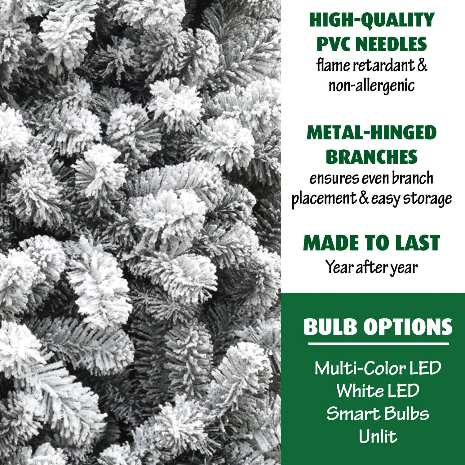 Fraser Hill Farm 6.5-ft Unlit Snow Flocked Alaskan Pine Artificial Christmas Tree FFAF065-0SN - Image 4