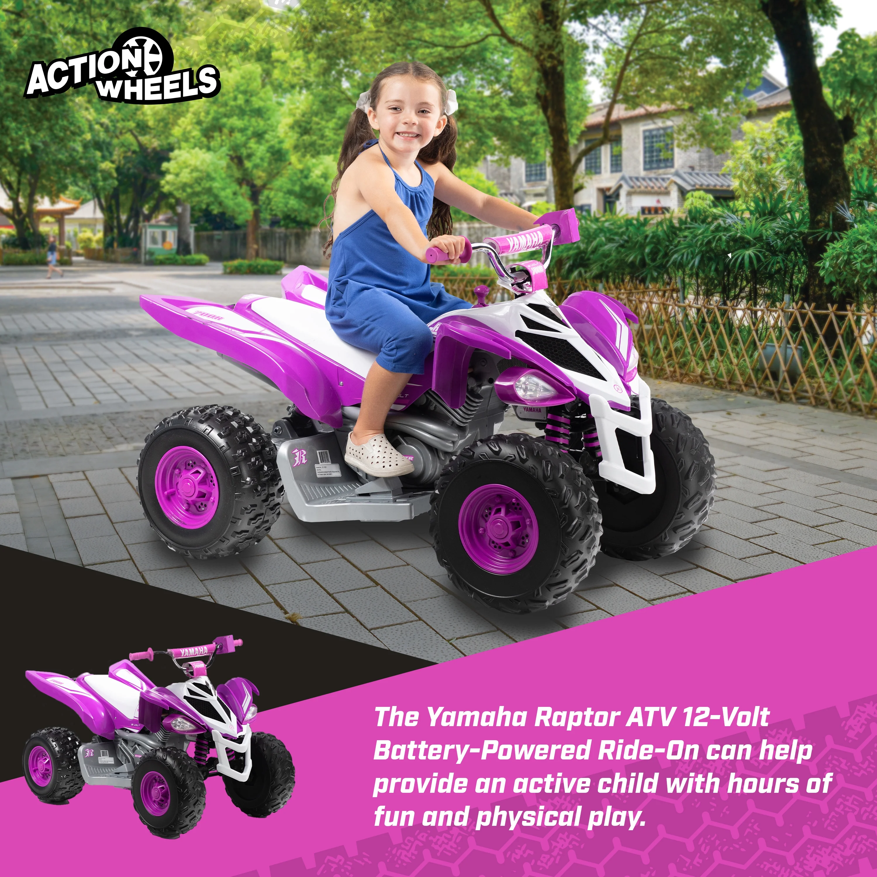 Yamaha Raptor ATV 12-Volt Battery-Powered Ride-on ATV - Purple and White for girls ages 3-5 years - Image 9