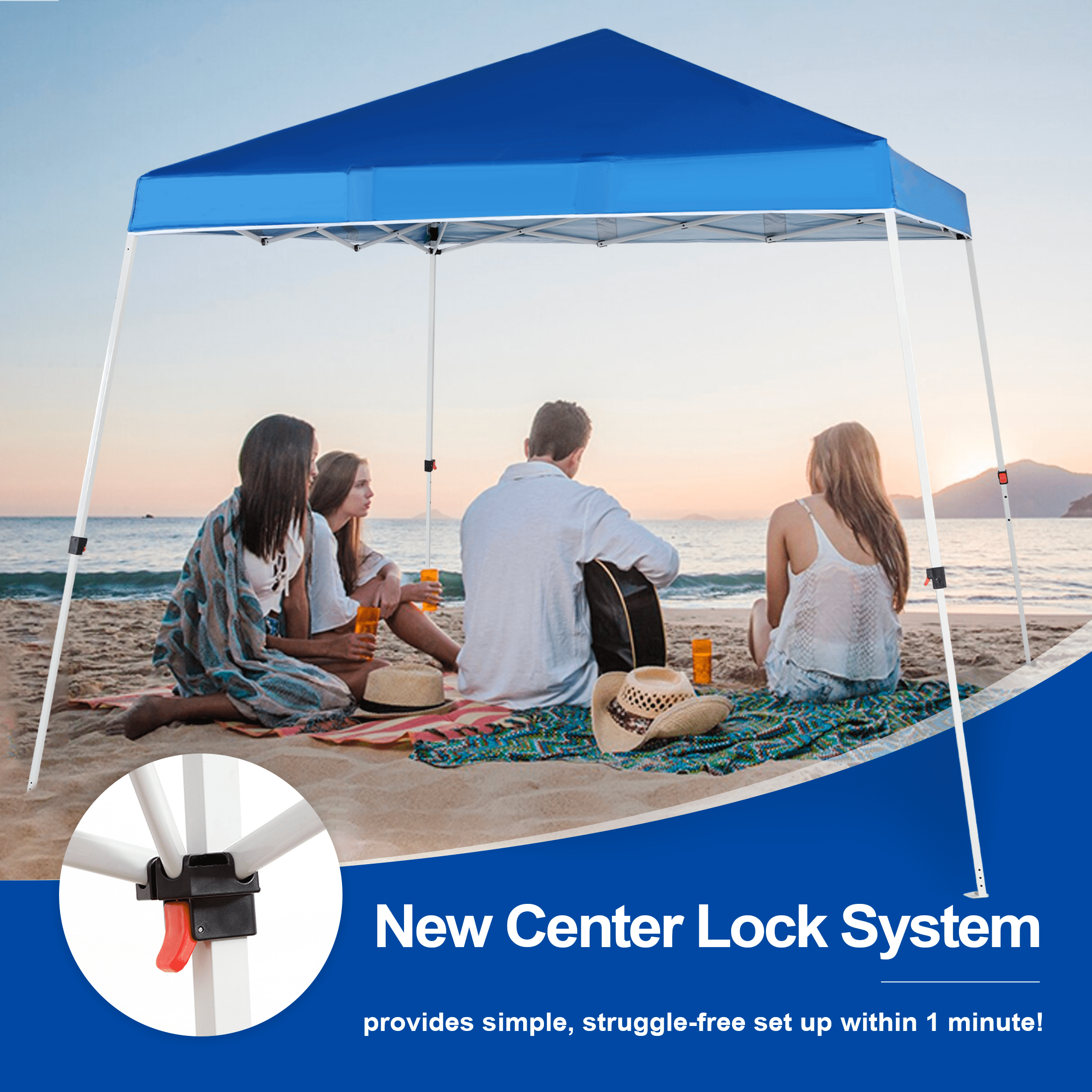 Abba Patio 10'x10' Slant Leg Outdoor Canopy, Waterproof Pop up Canopy w/ Carry Bag, Blue (2 Wheels) - Image 5